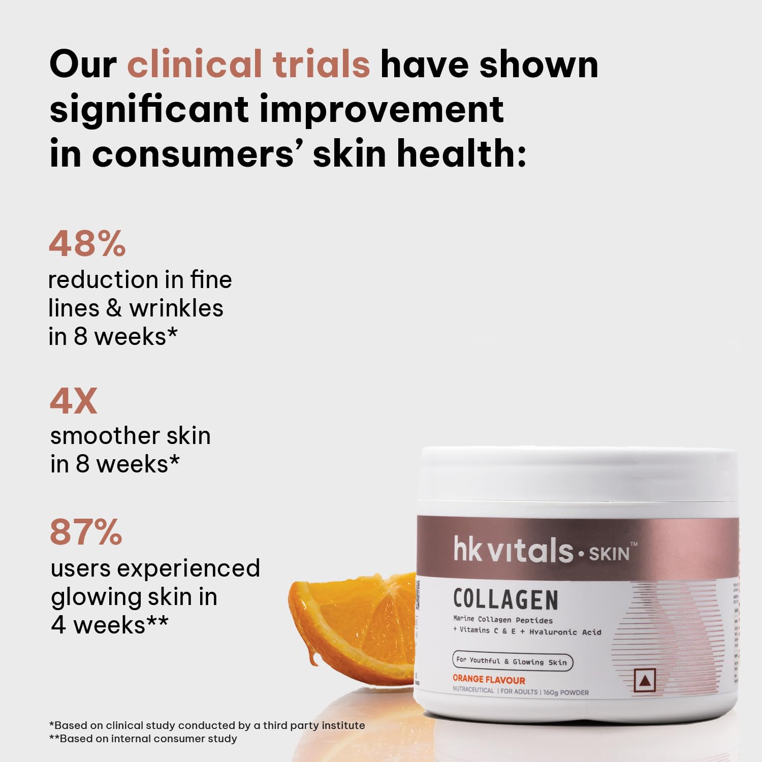 **HealthKart HK Vitals Skin Radiance Marine Collagen Powder - Orange & Watermelon Flavor (2 x 100g) | Biotin, Vitamin C & E Supplement for Healthy Hair, Skin & Nails | Supports Glow, Hydration & Anti-Aging | Perfect for Daily Wellness & Beauty Routine**