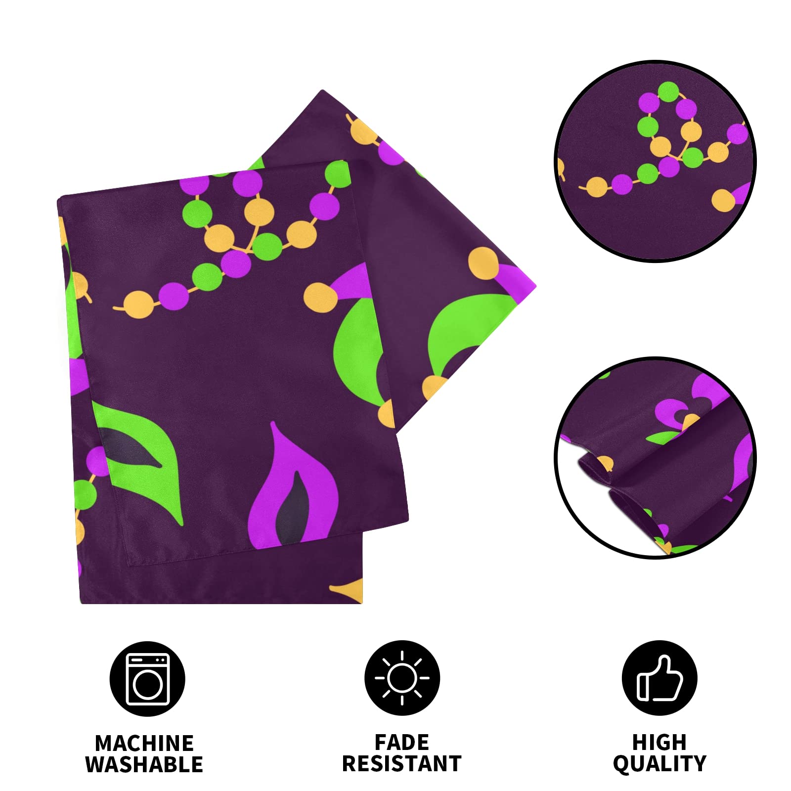 Emelivor 108-inch Mardi Gras Hats & Lilies Table Runner - Elegant Dining Table Decor for Christmas, Fall, Farmhouse Kitchen | Perfect for Holiday Parties, Buffets & Dining Room Centerpieces