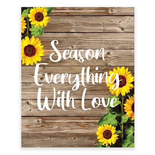 Sunflower Wall Art for Kitchen - Rustic Farmhouse Decor, Kitchen Pictures & Wall Decor, Sunflower Art Prints - Perfect for Farmhouse, Country Style Kitchens & Dining Room Decor
