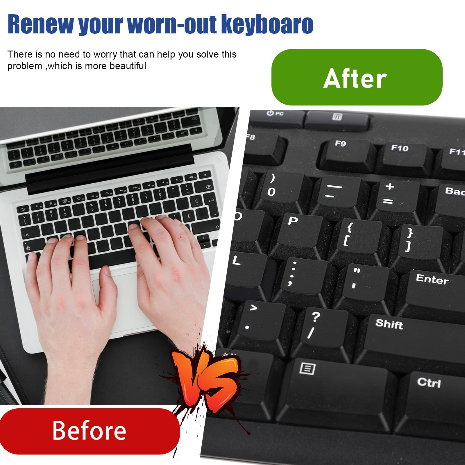 4-Pack Universal English Keyboard Stickers - Matte Black with White Letters for Laptop, Desktop & Computer | Durable Keyboard Letter Replacement Stickers for Typing, Coding & Office Work