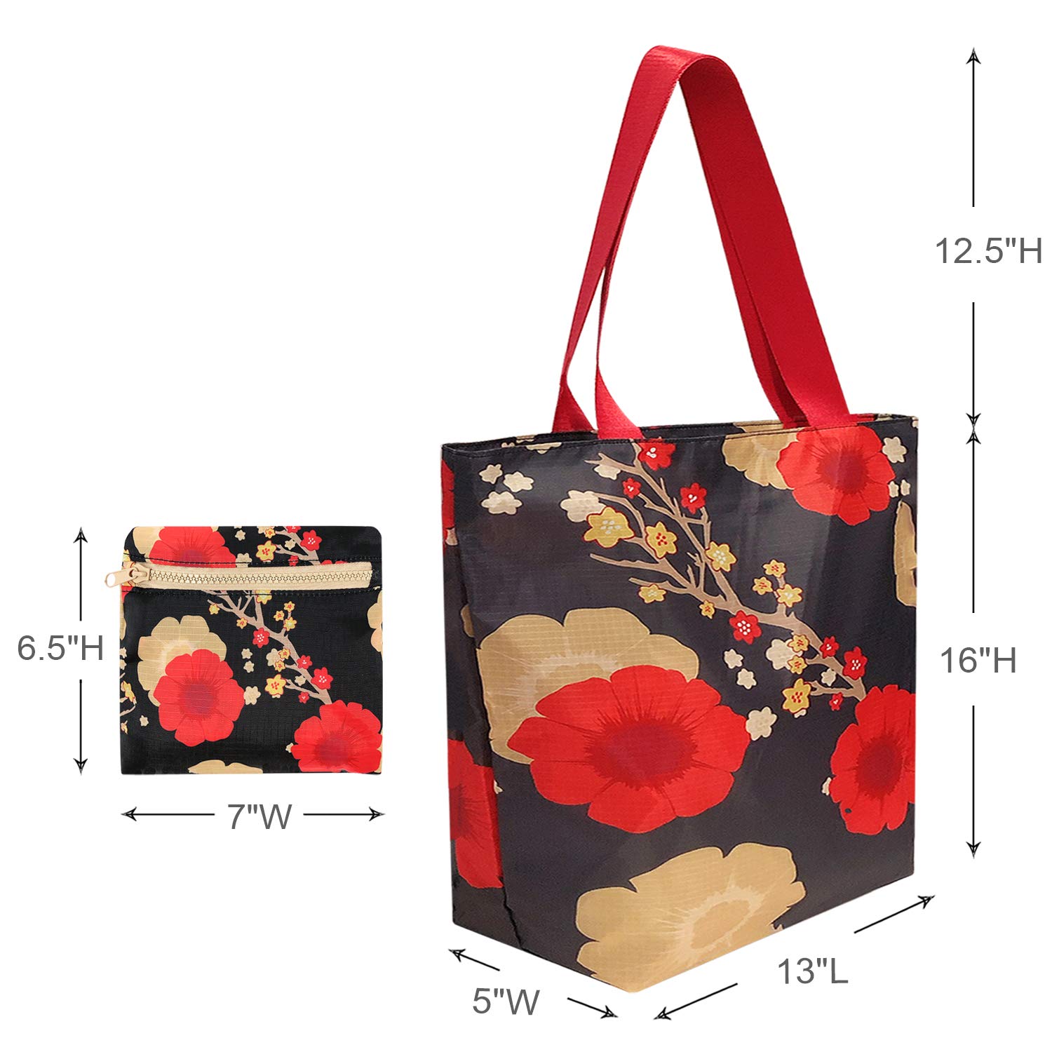 Allydrew Foldable Lightweight Tote Bag - Durable Ripstop Polyester Reusable Shopping Bag for Women & Men - Perfect for Travel, Gym, Beach, Work & Everyday Use