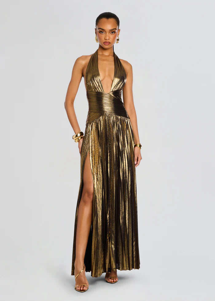 Averie Dress in Antique Gold - Elegant Vintage Style Maxi Dress for Women | Perfect for Weddings, Parties & Special Occasions
