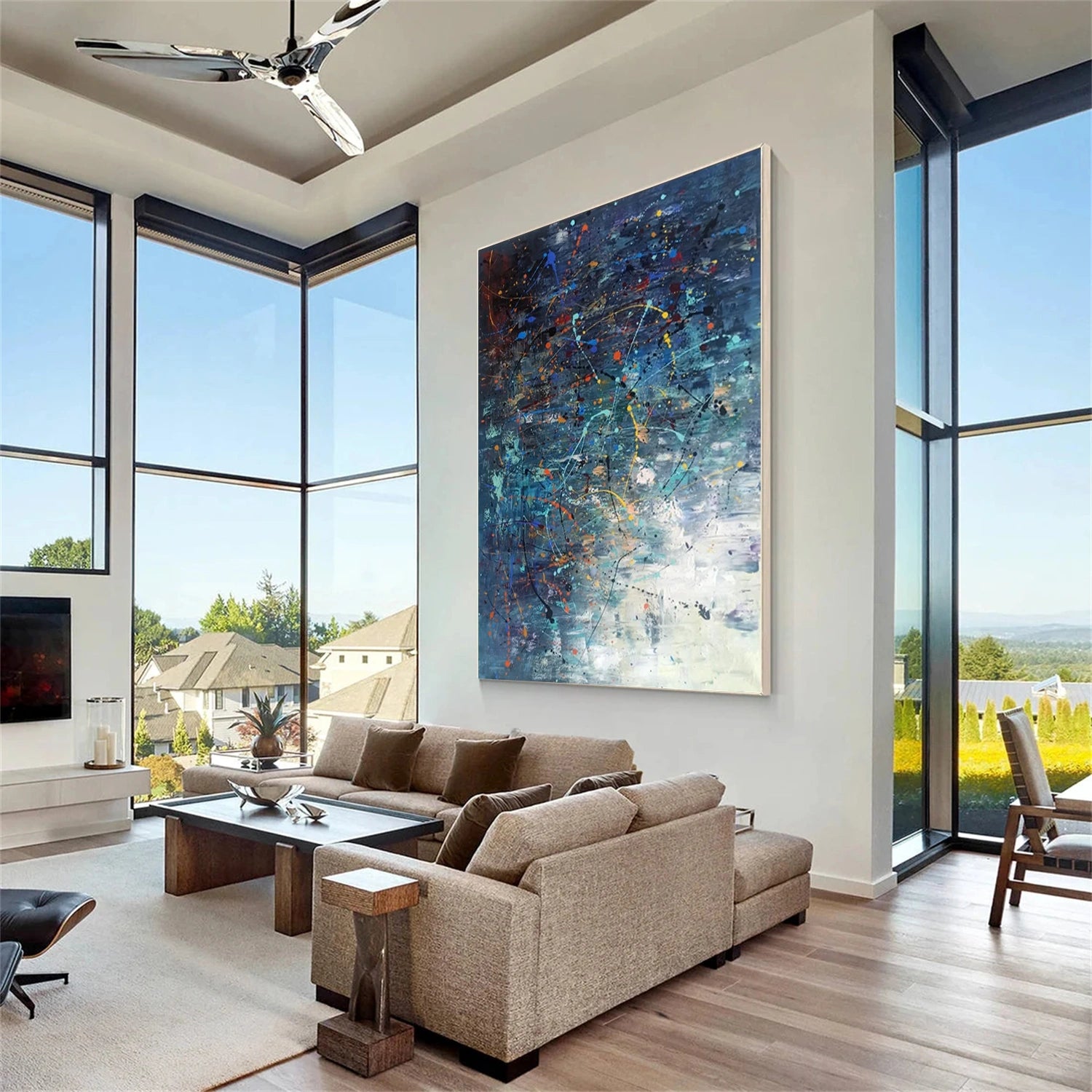Custom Pollock Art Painting #JP014 - Unique Abstract Expressionist Wall Decor for Home & Office