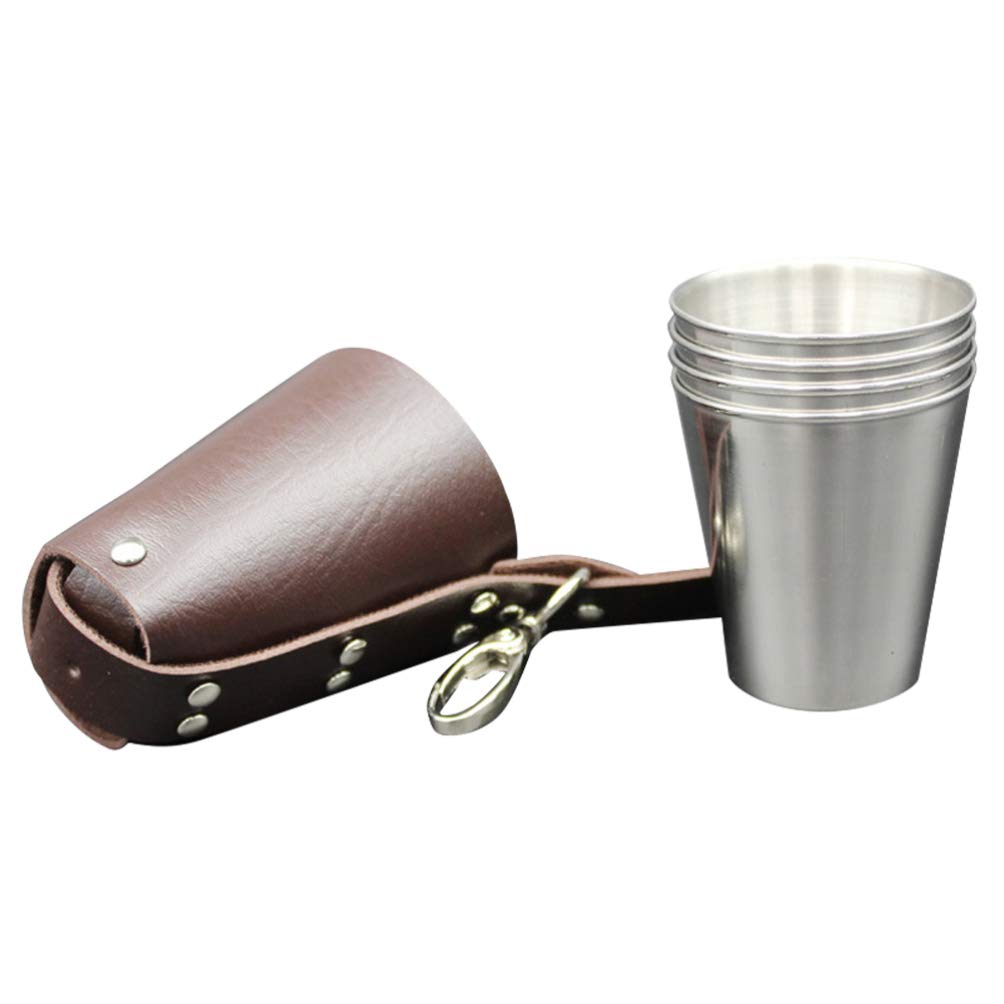 5-Pack Stainless Steel Shot Cups - 70ml Multi-Purpose Drinking Cups for Coffee, Beer, Tea, Milk & Wine - Durable Barware with Insulated Sleeve - Perfect for Parties, Camping & Home Entertaining
