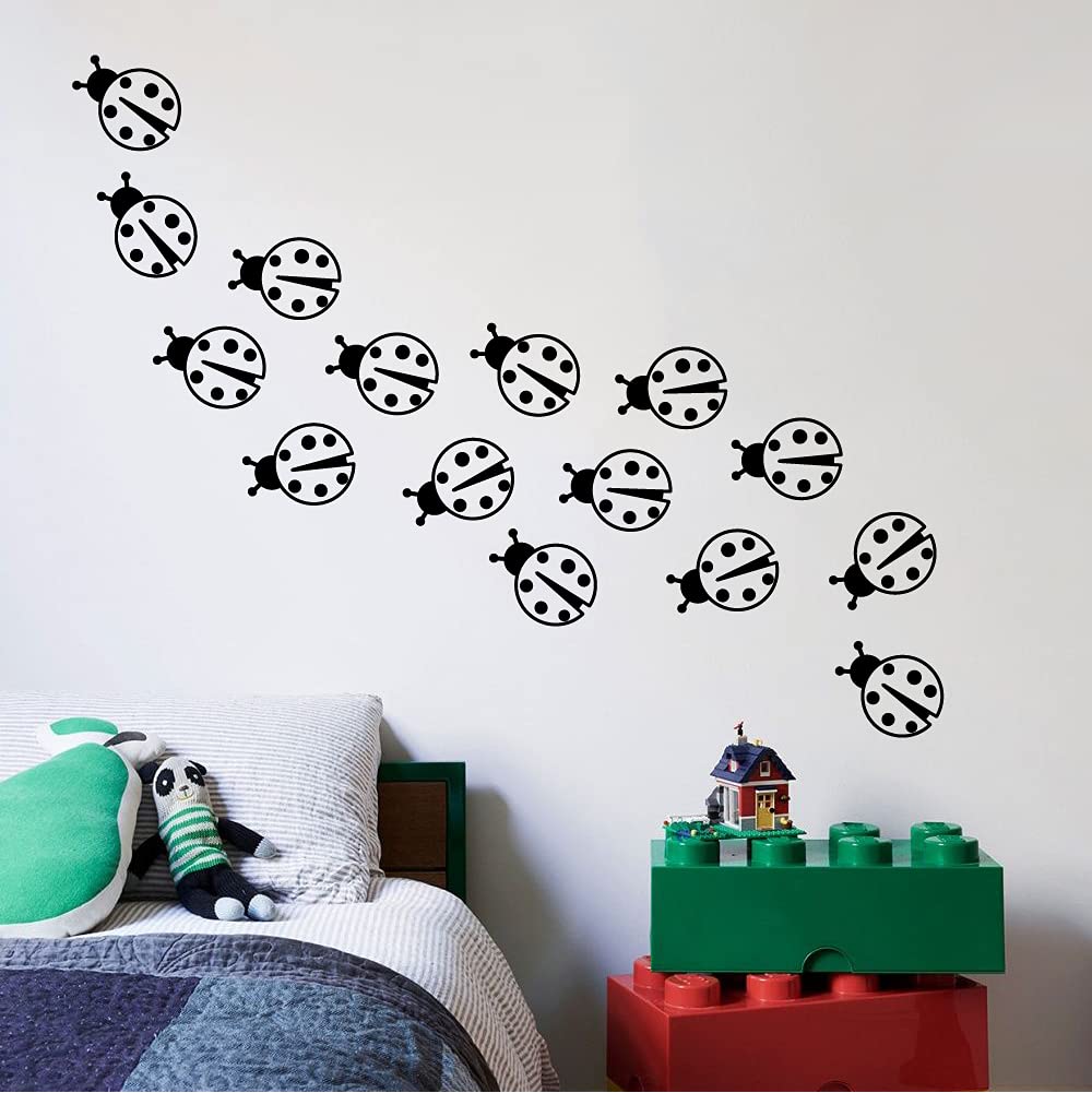 Ladybug Wall Stickers - Cute Ladybug Friends Vinyl Decals for Kids Room, Nursery, Playroom Decor - 6x10 Inch Insect Animal Wall Art for Boys & Girls Bedroom - Perfect for Home, Kindergarten & DIY Room Decoration