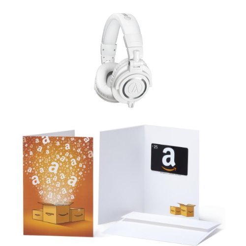 Audio-Technica ATH-M50xWH Professional Studio Monitor Headphones - Premium Sound Quality for Music Production, DJing & Gaming - Includes $25 Amazon Gift Card