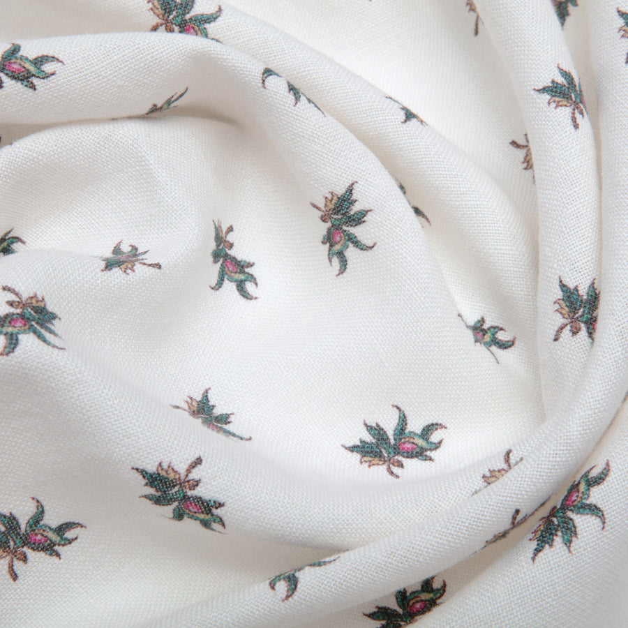 Balazuc Sprig Linen & Ivory Fabric Samples - Premium Linen Material for Upholstery, Drapes & Home Decor Projects