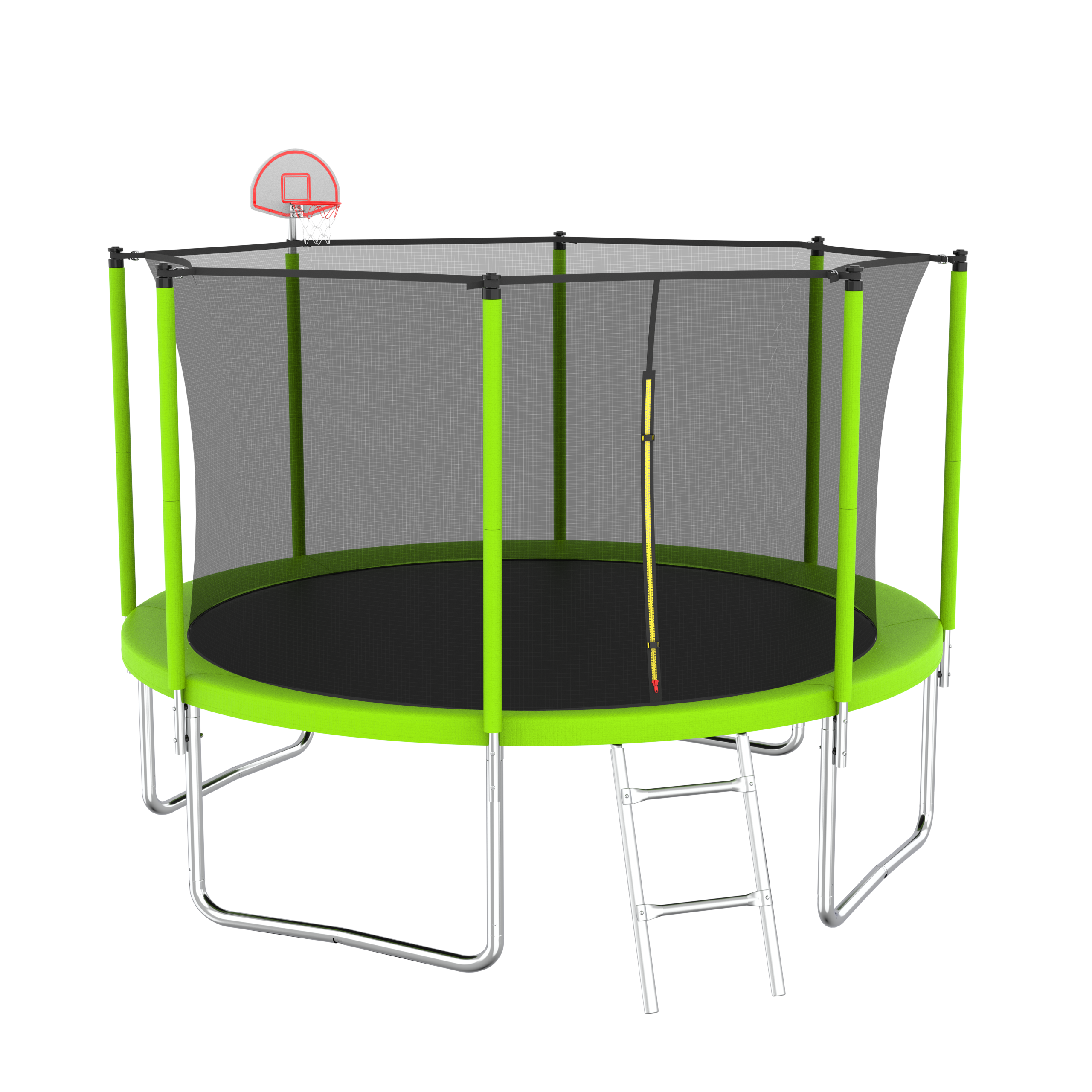 12FT Trampoline with Basketball Hoop & Safety Enclosure - Outdoor Trampoline for Kids & Adults - Backyard Fun, Exercise & Family Recreation - Includes Free Basketball Ball