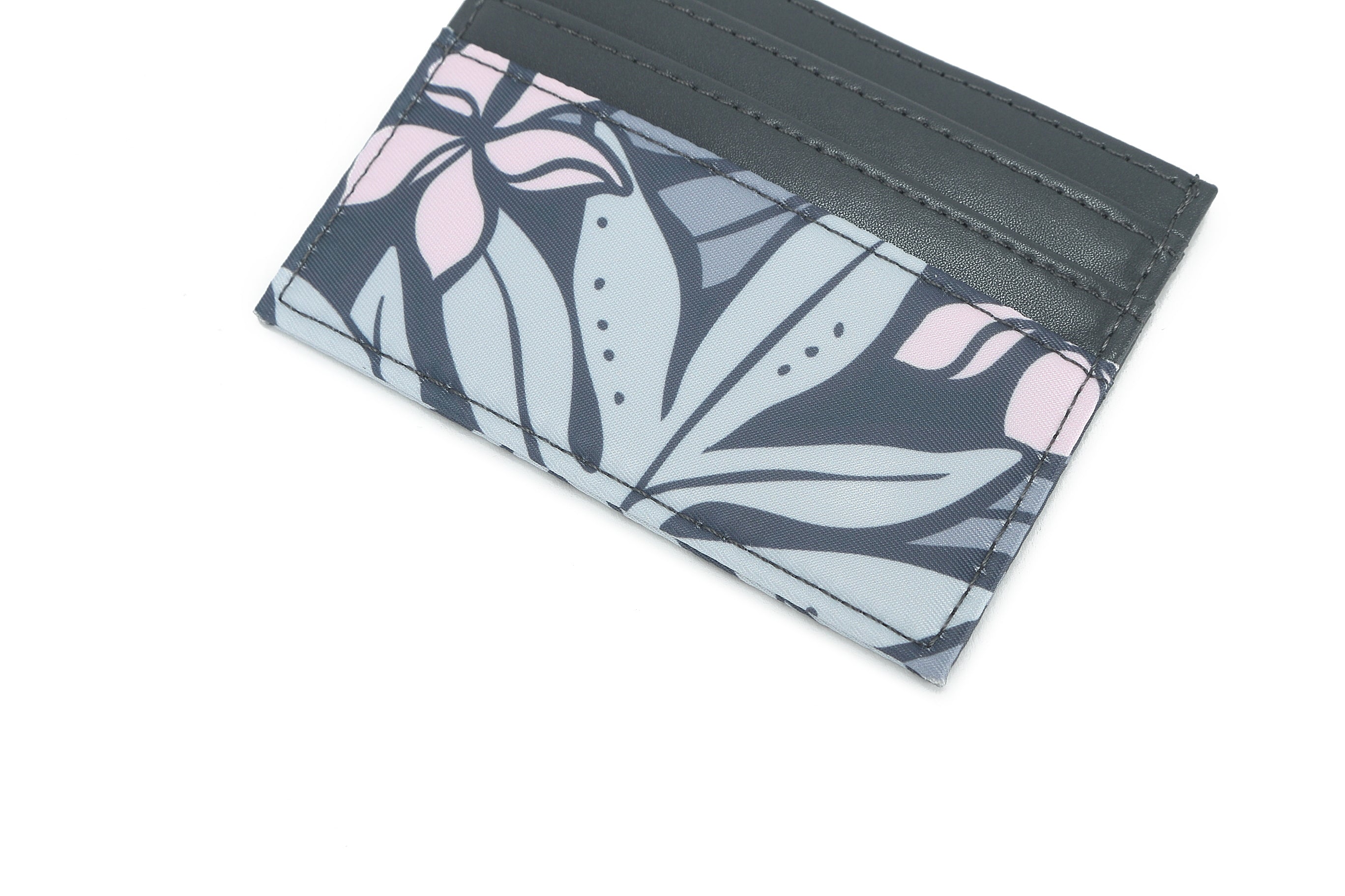 Meilany Ke'olu Laua'e Grey Card Holder Wallet - Slim RFID Blocking Credit Card Case for Women & Men - Perfect for Travel, Work, and Everyday Use