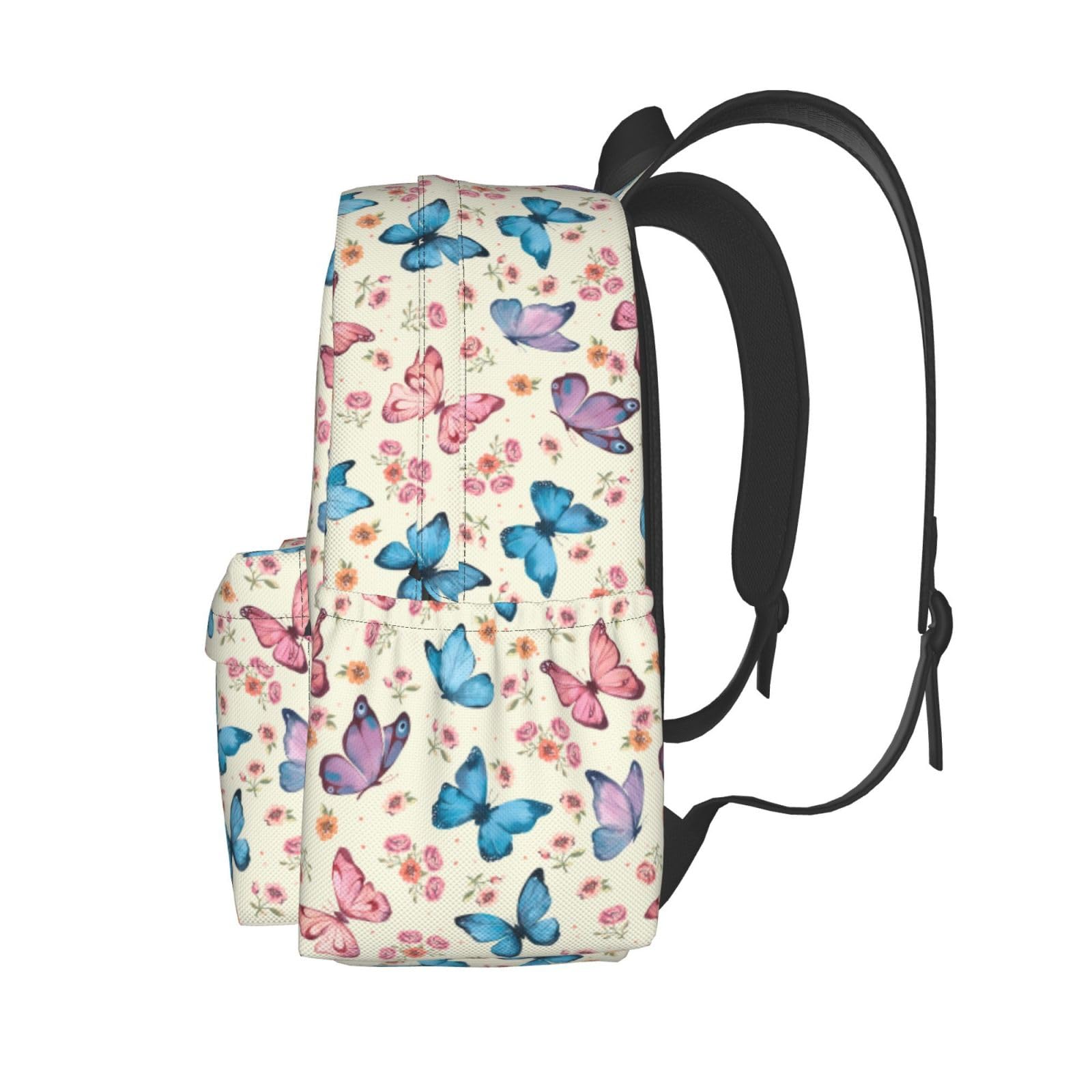 Butterfly Print Travel Backpack for Women & Men - 17 Inch Laptop Backpack, Lightweight Carry On Backpack for Work, School, Hiking, Camping & Outdoor Adventures - Perfect Gift for Travelers & Students