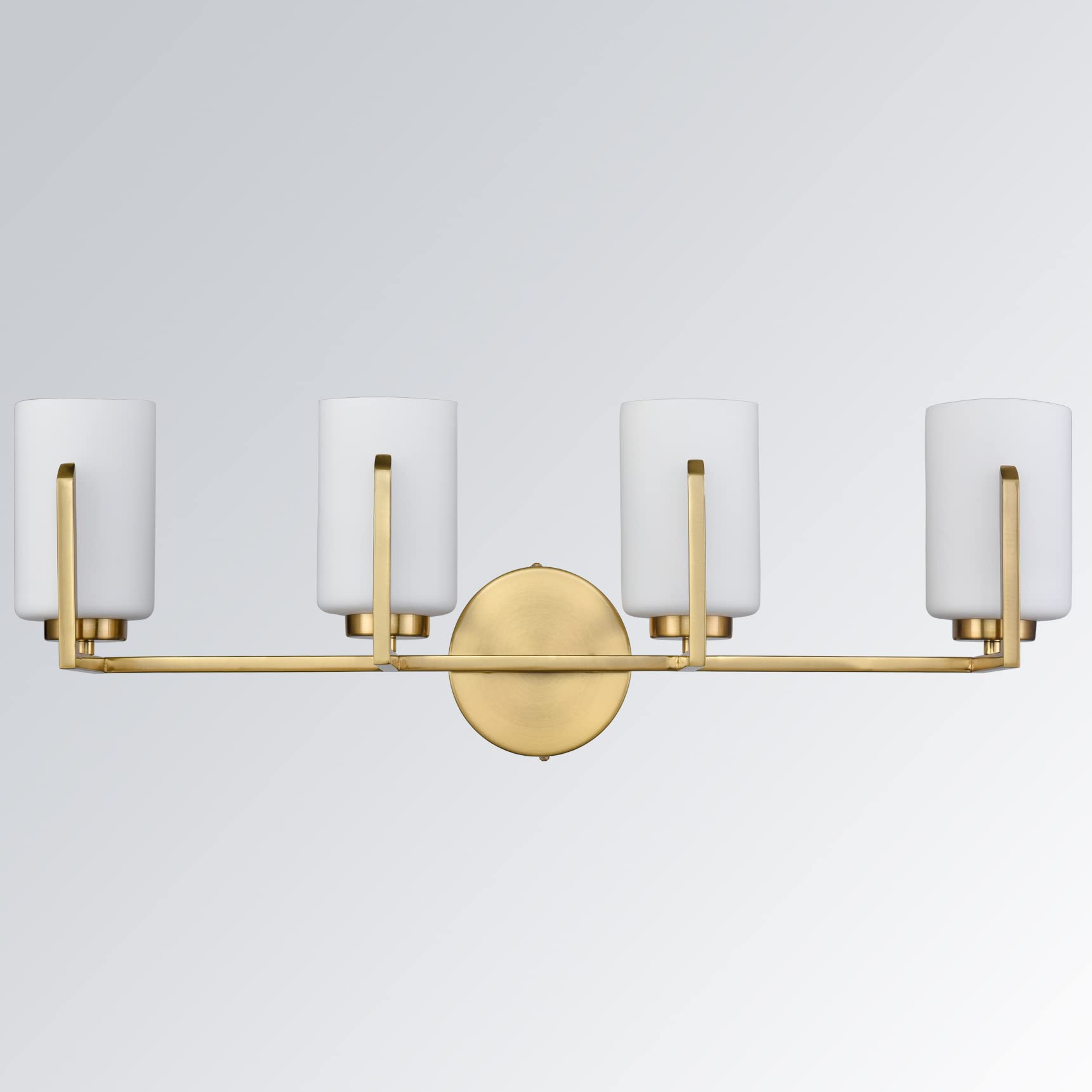 Farmhouse Gold Vanity Light - 4-Light Bathroom Mirror Lighting Fixture with Opal Glass Cylinders for Modern & Rustic Decor | Perfect for Bathroom, Powder Room & Dressing Area