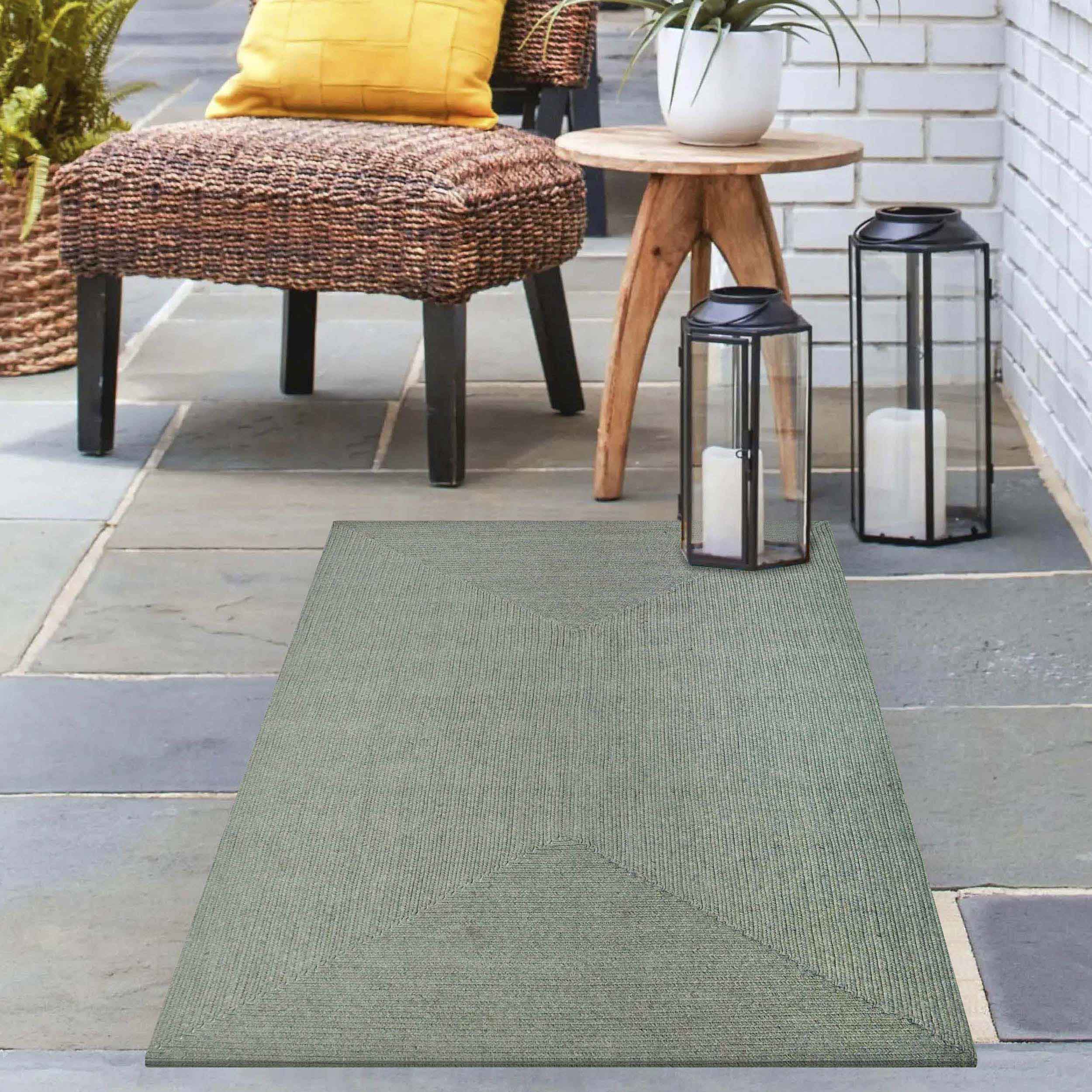 Bohemian Rectangle Braided Area Rug - Non-Slip Indoor Outdoor Rug for Living Room, Bedroom, Patio - Soft Woven Jute Natural Fiber Floor Mat for Home Decor