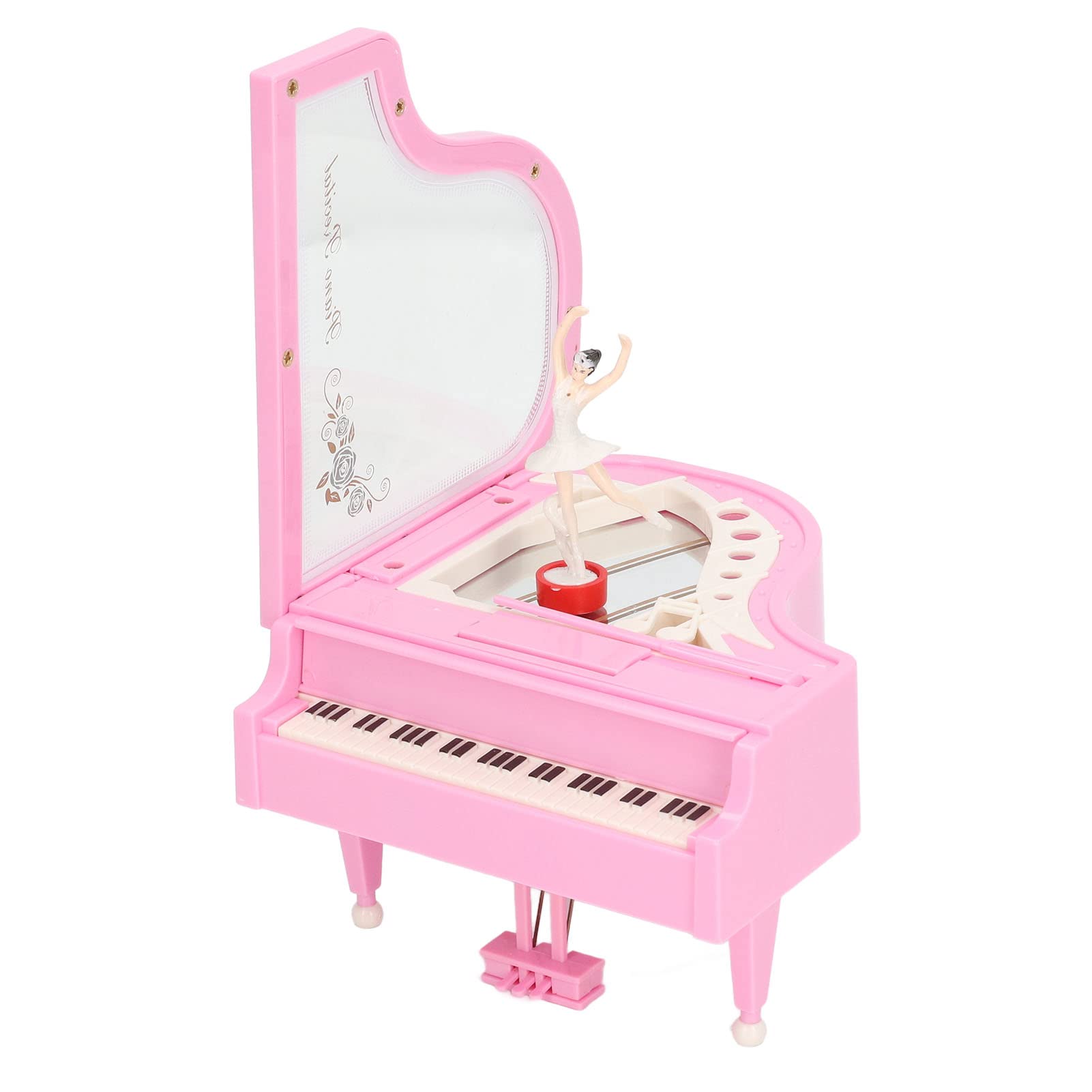 Pink Piano Music Box with Dancing Ballerina - Hand-Crank Mechanical Musical Jewelry Box - Perfect Christmas & Birthday Gift for Girls, Women, Kids | Home Decor, Nursery Room, Wedding Favors
