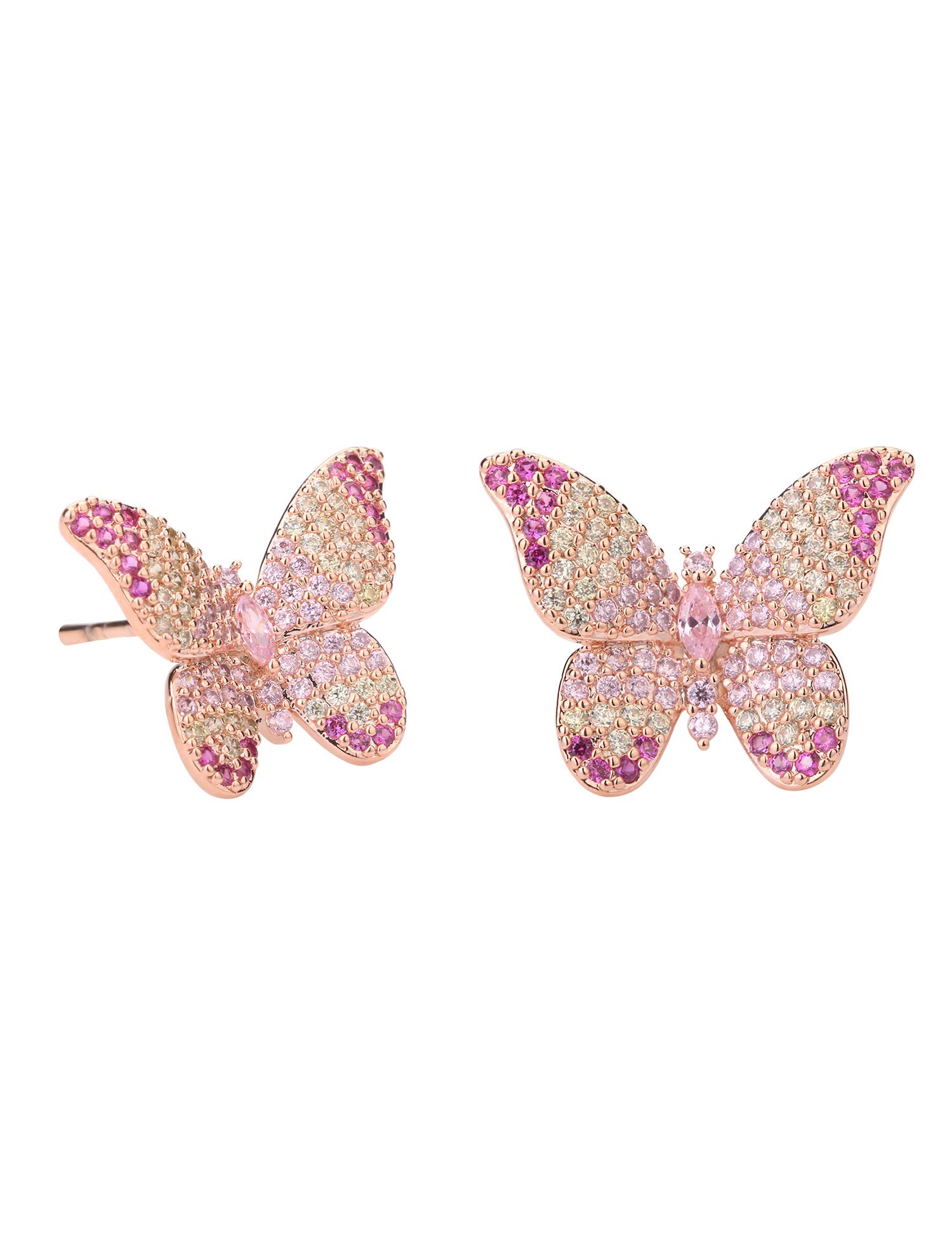 ANN BABIC CZ Butterfly Stud Earrings for Women - 18K Gold Plated Cubic Zirconia Butterfly Earrings - Elegant Gift for Birthday, Anniversary & Valentine's Day