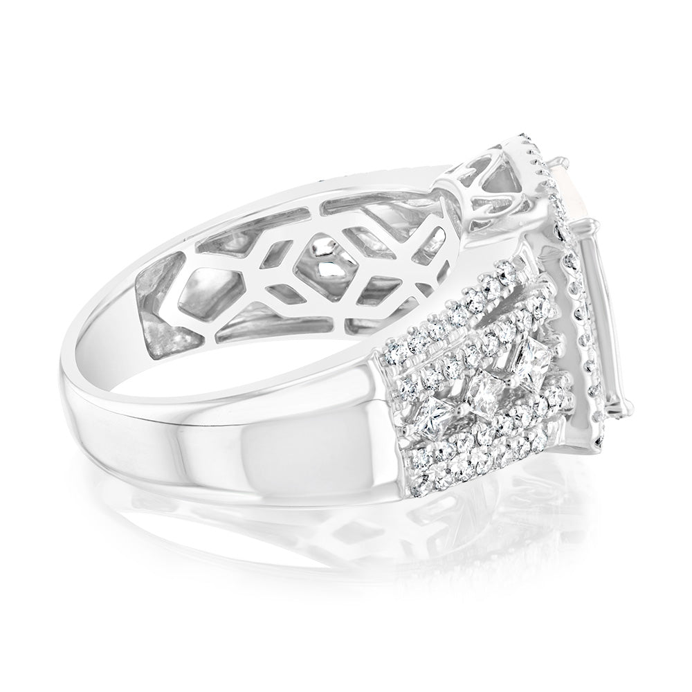 14K White Gold 1.4 Carat Diamond Engagement Ring - Princess & Brilliant Cut Wedding Band for Women | Perfect for Proposals, Anniversaries & Special Occasions