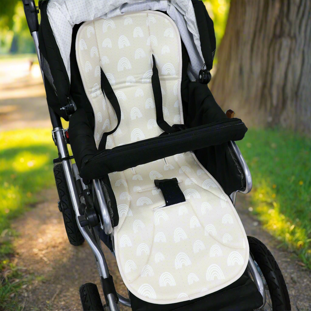 Nordic AIR+ Reversible Pram Liner - Sand & Grey - Breathable Baby Stroller Insert for Comfort & Support - Perfect for Walks, Shopping & Travel