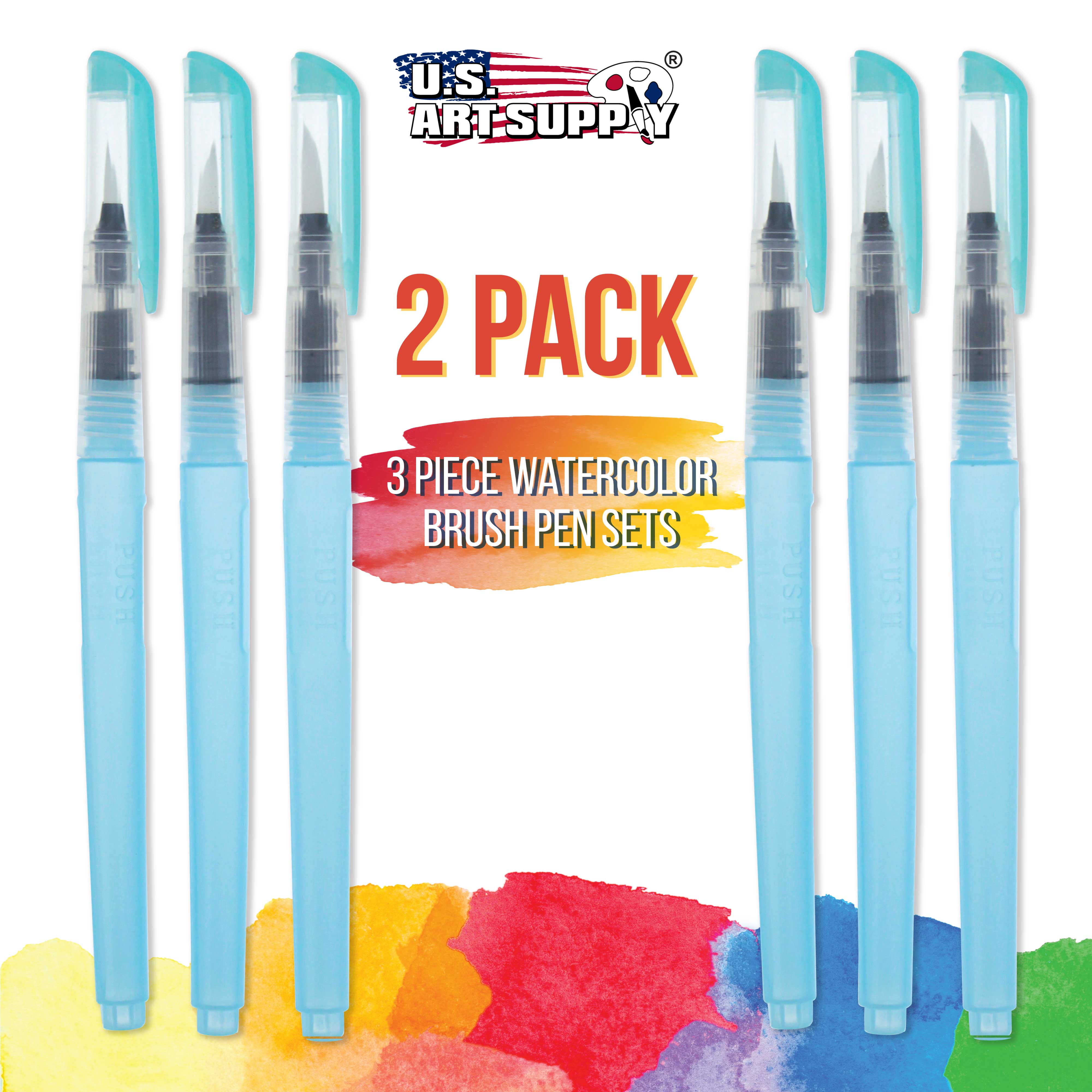 6-Piece Refillable Watercolor Brush Pen Set - Sizes 01, 02, 03 (2 Each) for Watercolor Painting, Calligraphy & Art - Perfect for Artists, Beginners & DIY Craft Projects