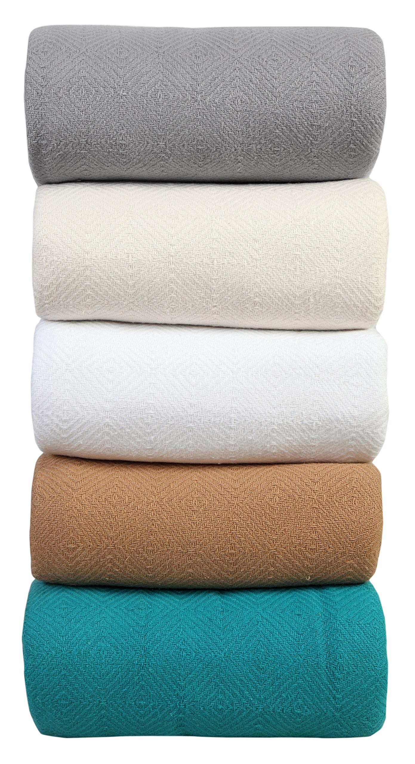 Premium 100% Cotton Twin Size Blanket - All-Season Soft & Breathable Thermal Blanket for Bedroom, 66x90 Inches - Diamond Cozy Heavy Weight for Fall & Winter - Fits Twin & Full Size Beds - Perfect for Home, Dorm, Guest Room & Cozy Nights (White)