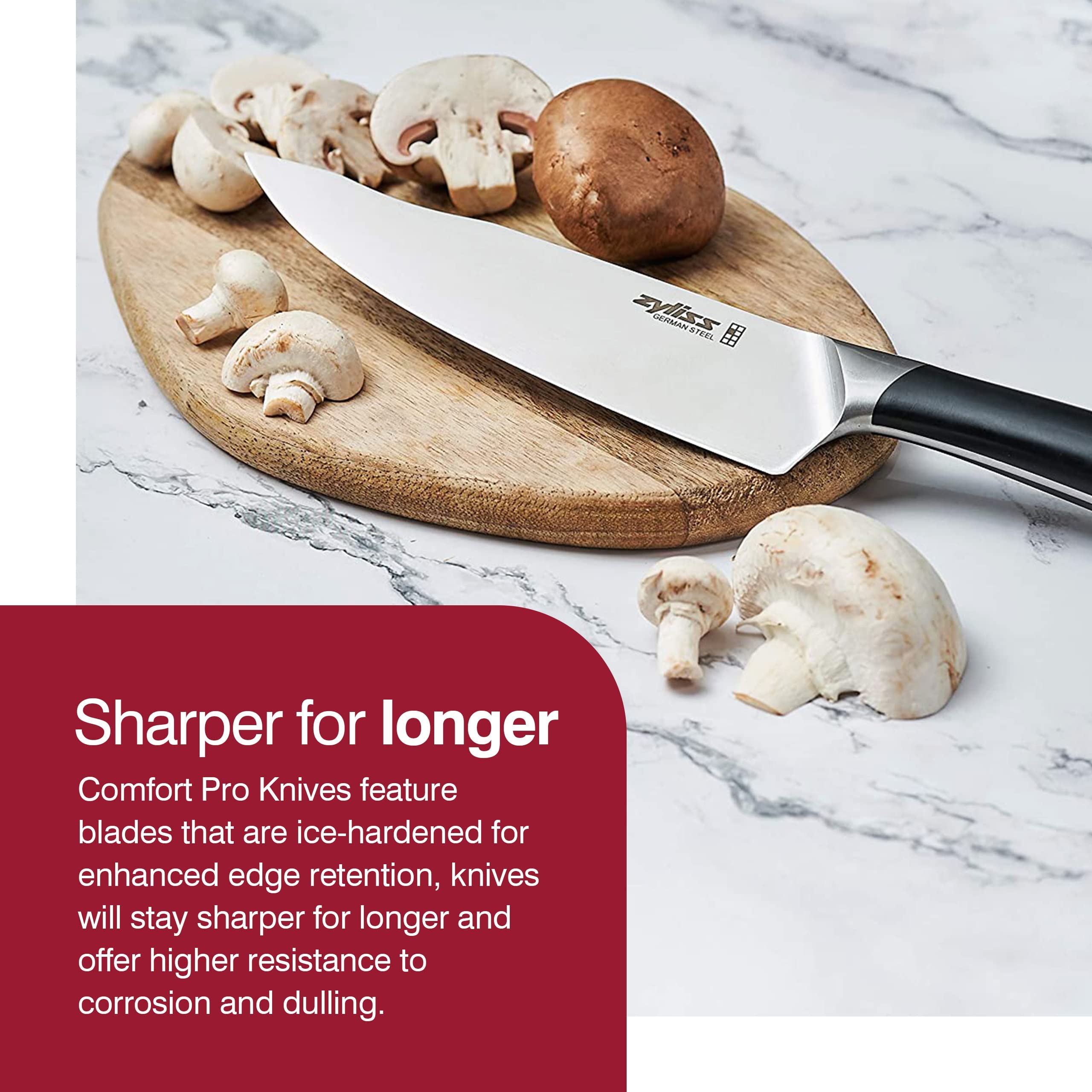 Zyliss Comfort Pro 12-Piece German Stainless Steel Knife Set with Acacia Wood Block - Ultra Sharp Kitchen Knives Dishwasher Safe - Perfect for Home Chefs, Cooking Enthusiasts & Gift Giving