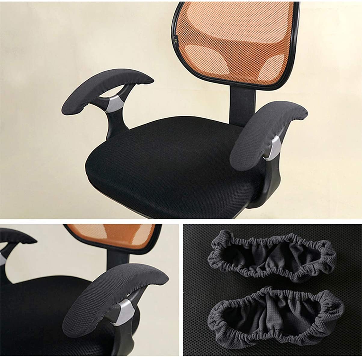 Mata Leon Office Chair Armrest Covers - Stretchable Slipcover Protector Sleeves for Computer & Gaming Chairs - Easy Install & Clean - Comfortable Grey (2 Pairs) - Perfect for Home Office & Gaming Setup