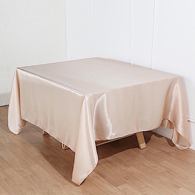 90 x 90 Inch Satin Table Overlay - Premium Square Tablecloth for Weddings, Parties & Events - Elegant Dining Table Cover for Home Decor & Special Occasions