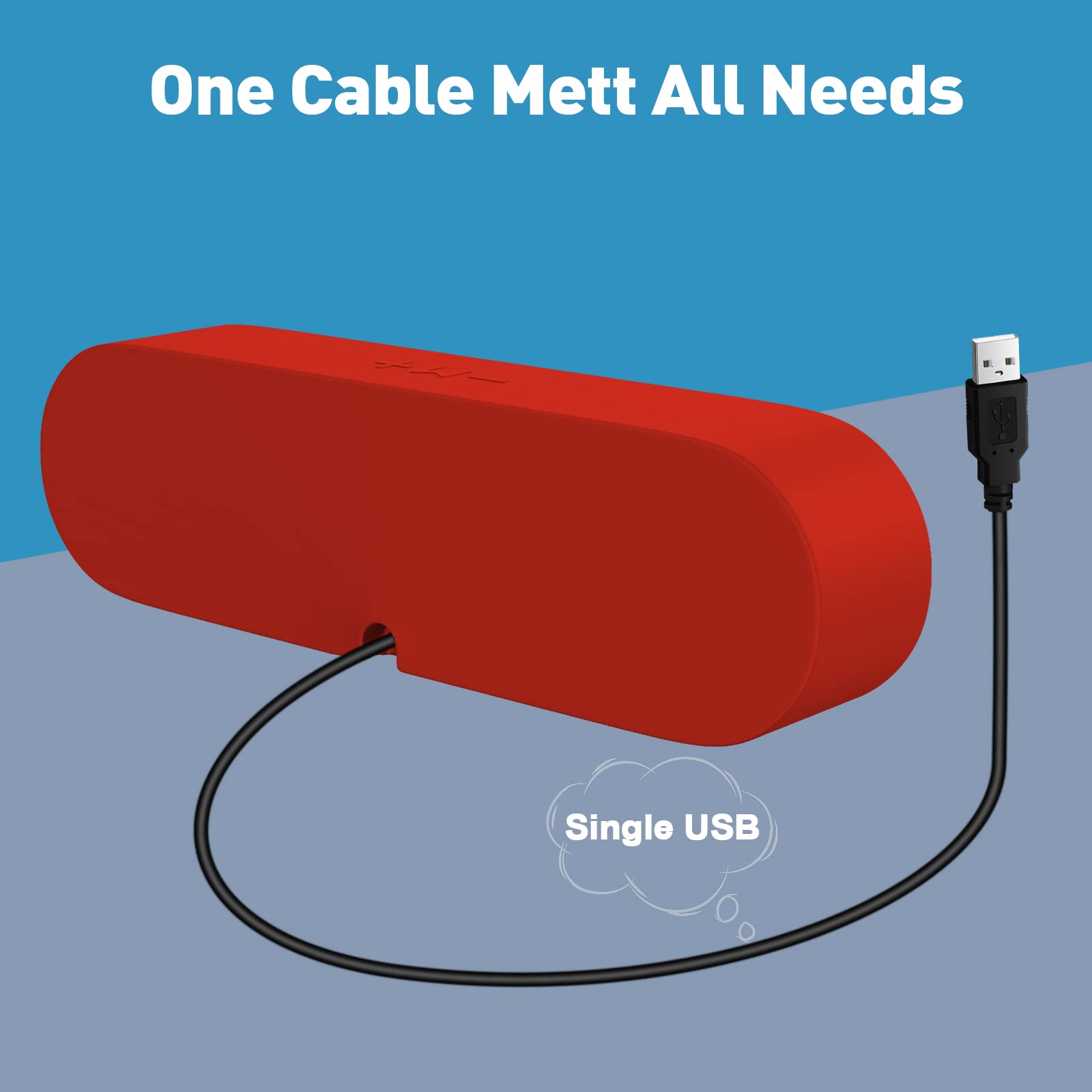 Premium Computer Speakers for PC & Laptop - Crystal Clear Sound with Volume Control & Mute Button - USB-C to USB Adapter Included (Red) - Perfect for Home Office, Gaming & Music Listening