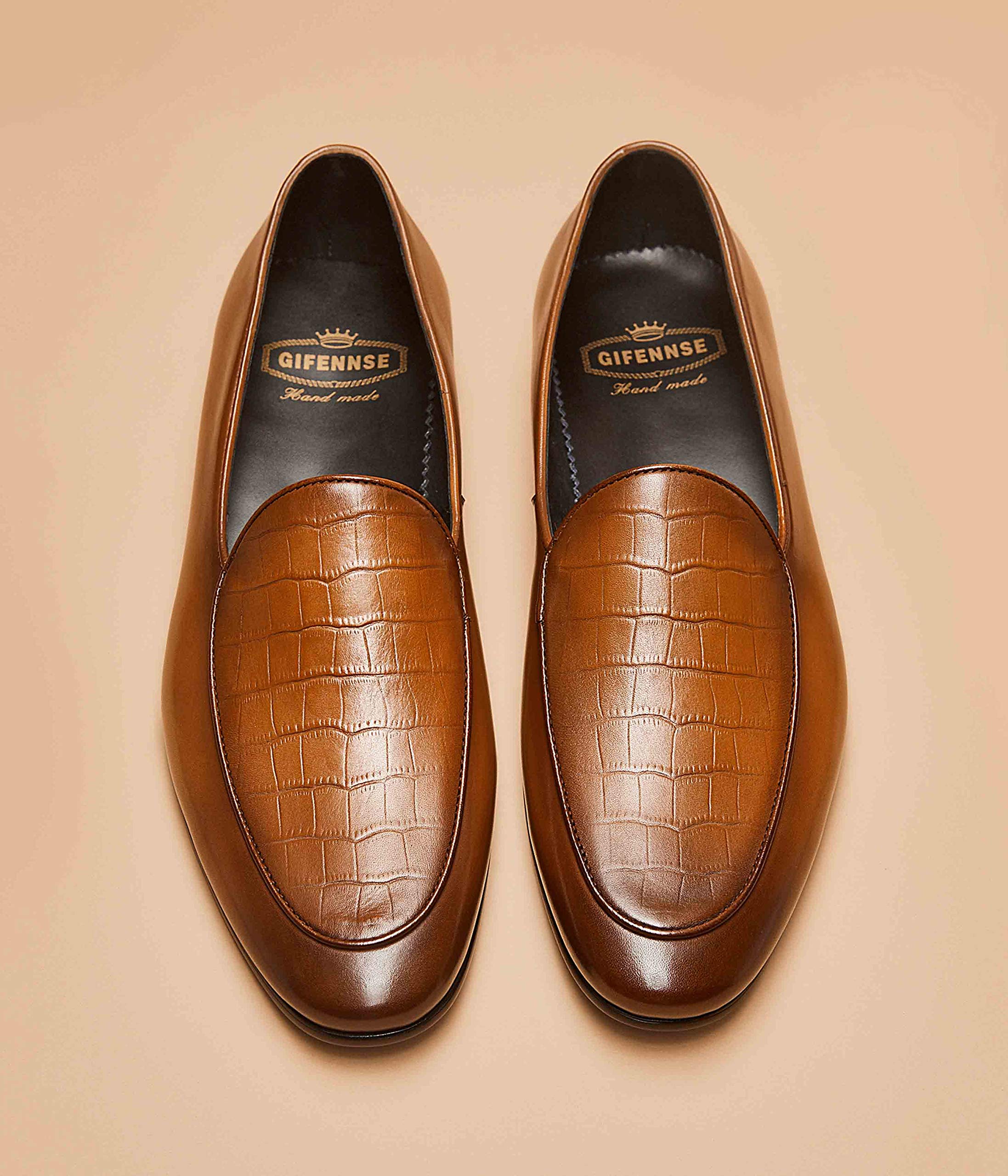 GIFENNSE Men's Leather Slip-On Loafers - Comfortable Dress Shoes for Business, Office & Formal Occasions - Perfect for Weddings, Parties and Professional Events