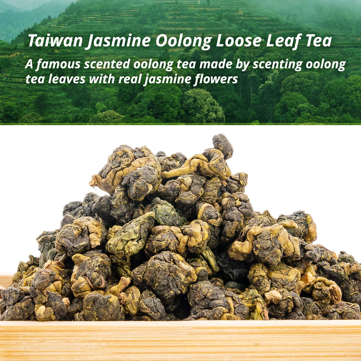 Premium Jasmine Oolong Tea 500g - Fragrant Taiwan Wu Long Loose Leaf Tea for Relaxation & Afternoon Tea Time | High-Quality Artisanal Tea Leaves for Home Brewing & Gifts