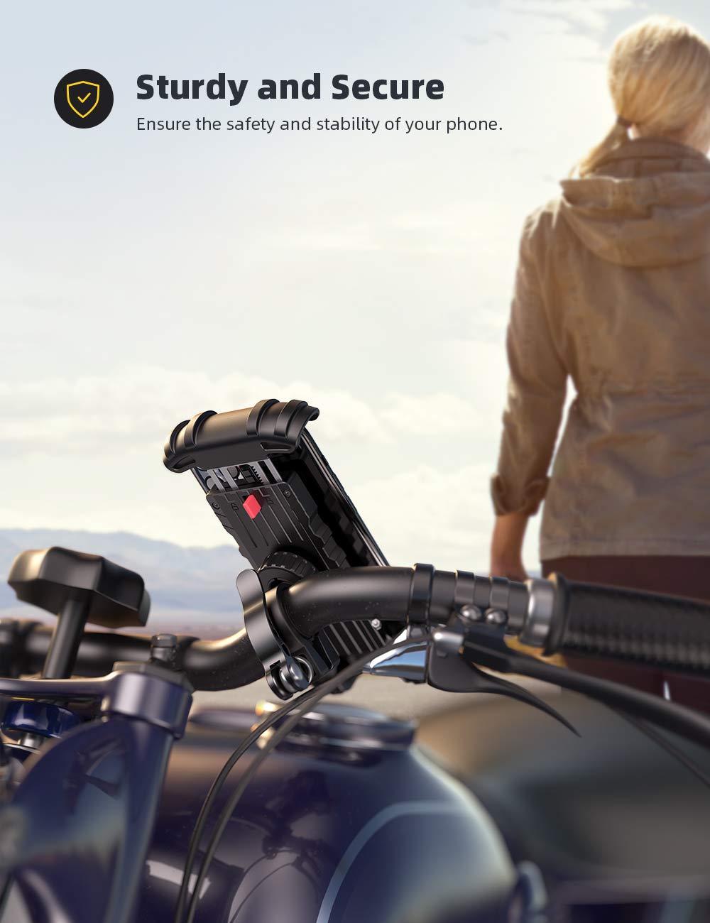 Lamicall 360° Rotating Bike Phone Mount & Motorcycle Phone Holder - Universal Handlebar Phone Stand for iPhone 16/15/14/13/12 Pro Max/Plus/Mini/XS/XR/X/8, Samsung, Huawei (4.7-6.8 Inch) - Yellow | Perfect for Cycling, Motorcycling & Outdoor Adventures