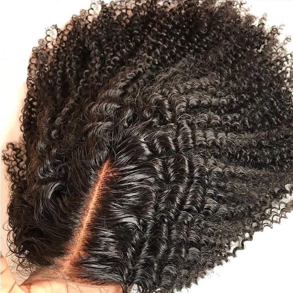 Natural Looking Fake Scalp Afro Kinky Curly Full Lace Wig with Invisible Knots | 150% Density Brazilian Remy Human Hair | Pre-Plucked Hairline with Baby Hair for Black Women | Perfect for Daily Wear, Cosplay & Special Occasions
