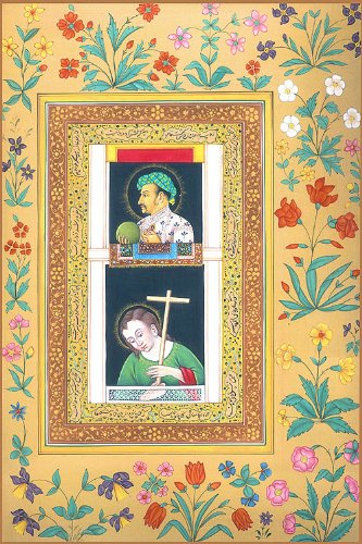 Hand-Painted Jahangir and Jesus Portrait Pendant - Exquisite Watercolor on Paper Artwork by Kailash Raj - Perfect for Home Decor, Gift Giving & Spiritual Collections