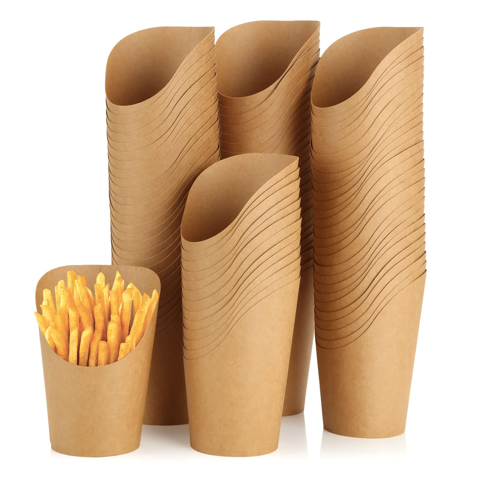 100 Pcs 12oz Disposable French Fry Holders & Charcuterie Cups - Kraft Paper Snack Containers for Fries, Popcorn, Ice Cream, Desserts | Perfect for Parties, Movie Nights & Fast Food Restaurants