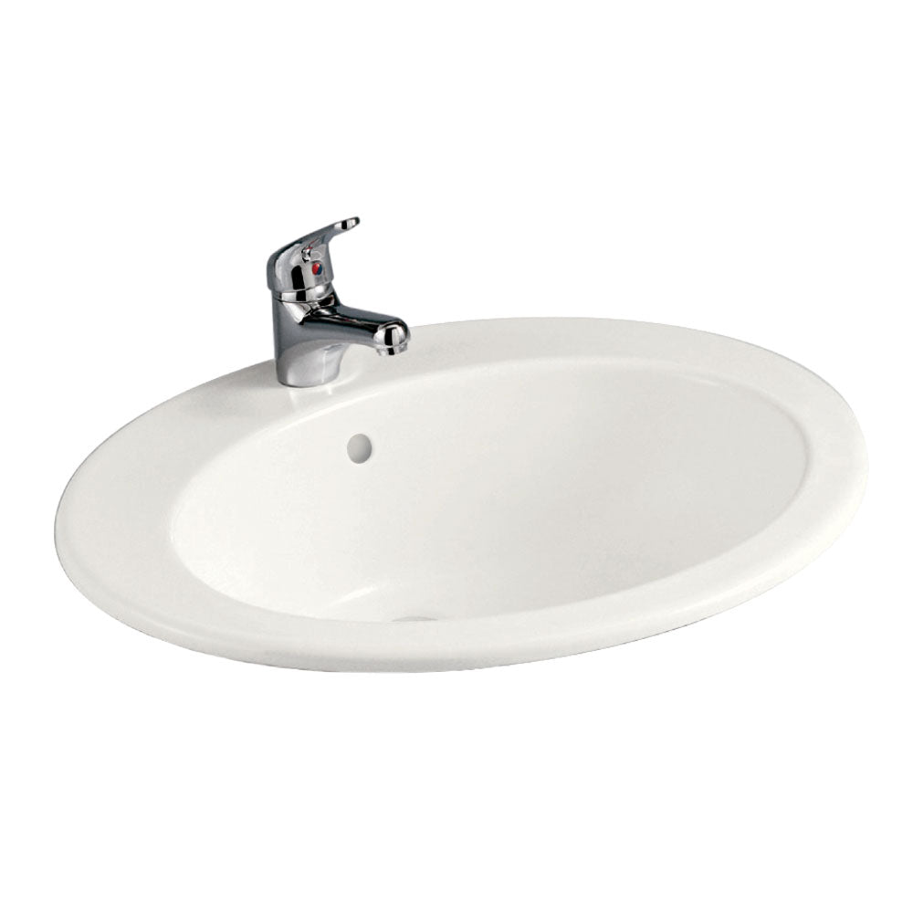 Fienza 603201I Jessica Inset RAK 1 Tap Hole Bathroom Sink in Ivory - Perfect for Modern Vanities & Powder Rooms