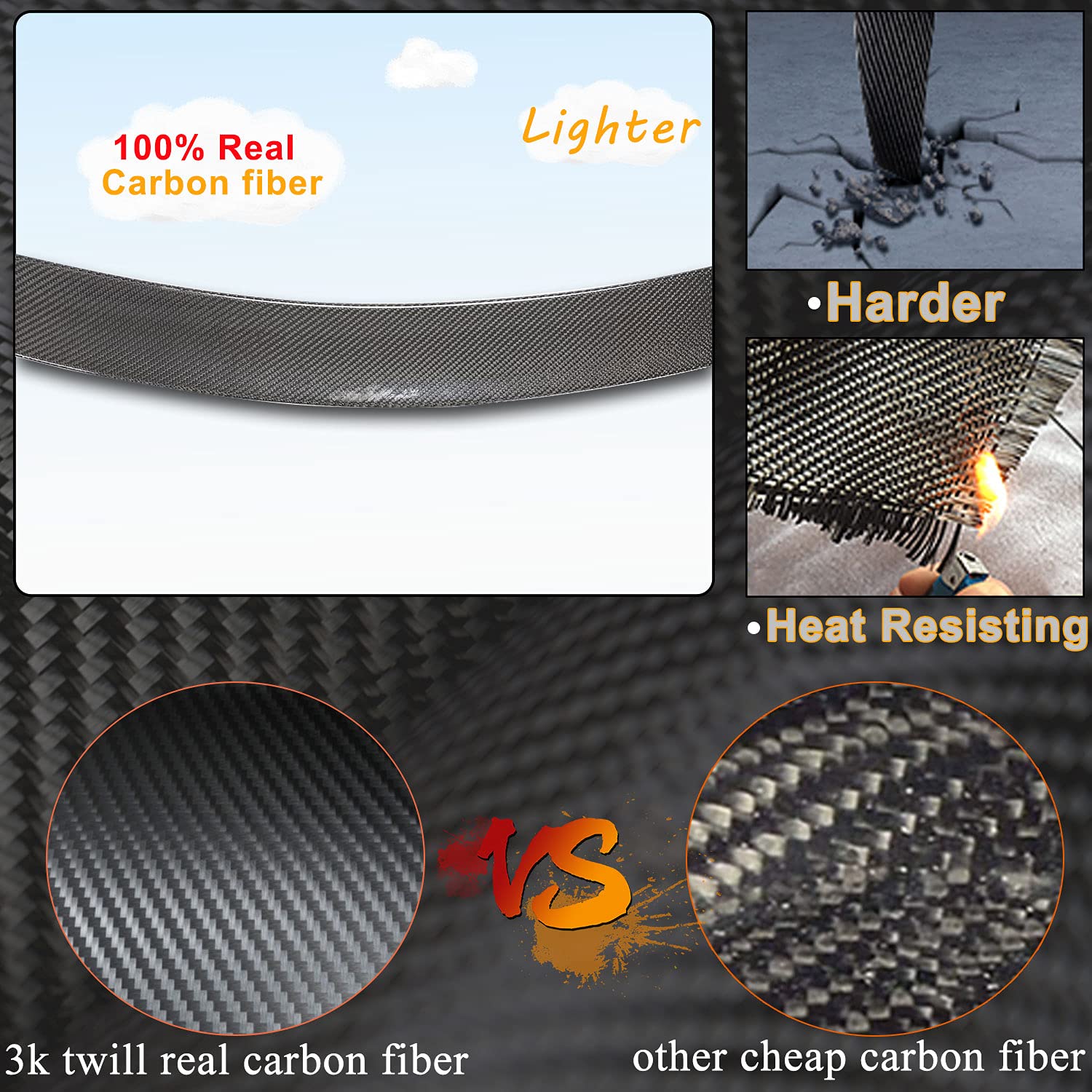 Carbon Fiber Trunk Spoiler for Mercedes Benz C Class W205 (2015-2021) - C180 C200 C250 C300 C400 C43 C63 AMG Sedan - High Kick Rear Boot Lip Wing - Style B - Factory Outlet - Enhances Aerodynamics & Sporty Look for Street Racing & Car Shows