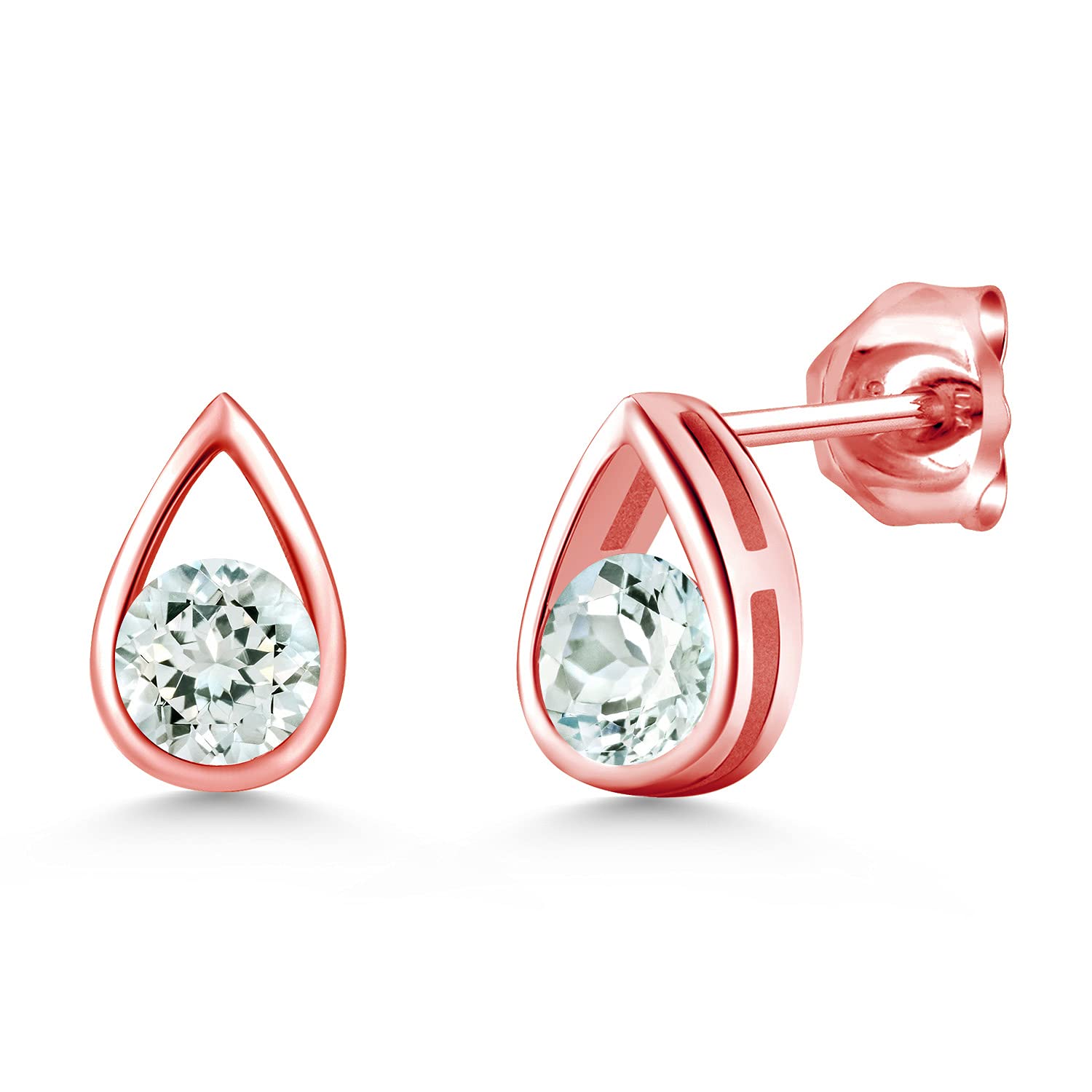 Gem Stone King Teardrop Stud Earrings for Women & Men - 18K Rose Gold Plated Sterling Silver - 5mm Round Cut Birthstone Gemstone Jewelry - Perfect Gift for Mom, Wife, Her | Elegant Everyday Wear & Special Occasions