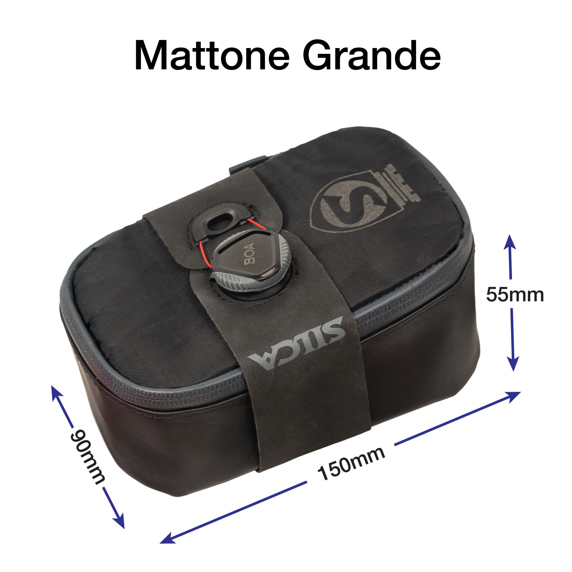 SILCA MATTONE Bike Saddle Bag with BOA Closure System - Waterproof YKK Zipper Storage - Compact Under Seat Pouch for Road Bikes | Perfect for Cycling, Commuting & Outdoor Adventures