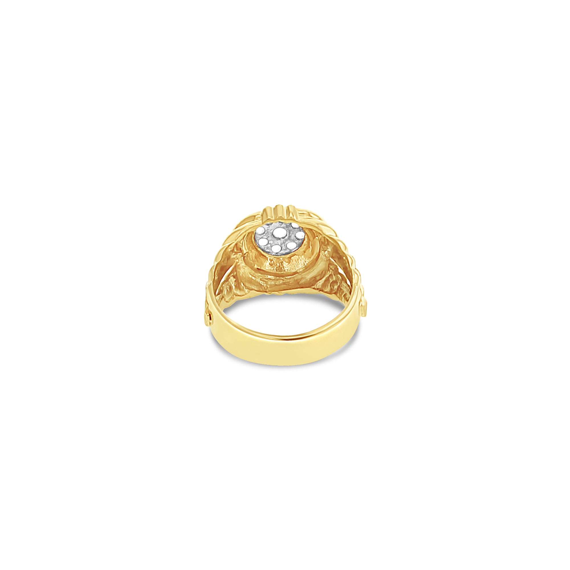 Luxury Diamond Rolex Presidential Style Ring with Fluted Bezel - 18K Gold Plated Men's Jewelry for Weddings, Parties & Special Occasions