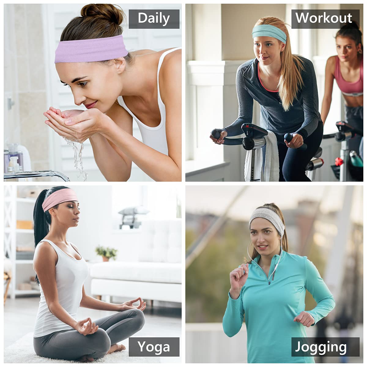 Flintronic 6-Pack Non-Slip Sports Headbands for Women & Men - Moisture Wicking Sweatbands for Running, Yoga, Workouts - UV Protection & Breathable Design - Perfect for Gym, Tennis, Hiking & Outdoor Activities