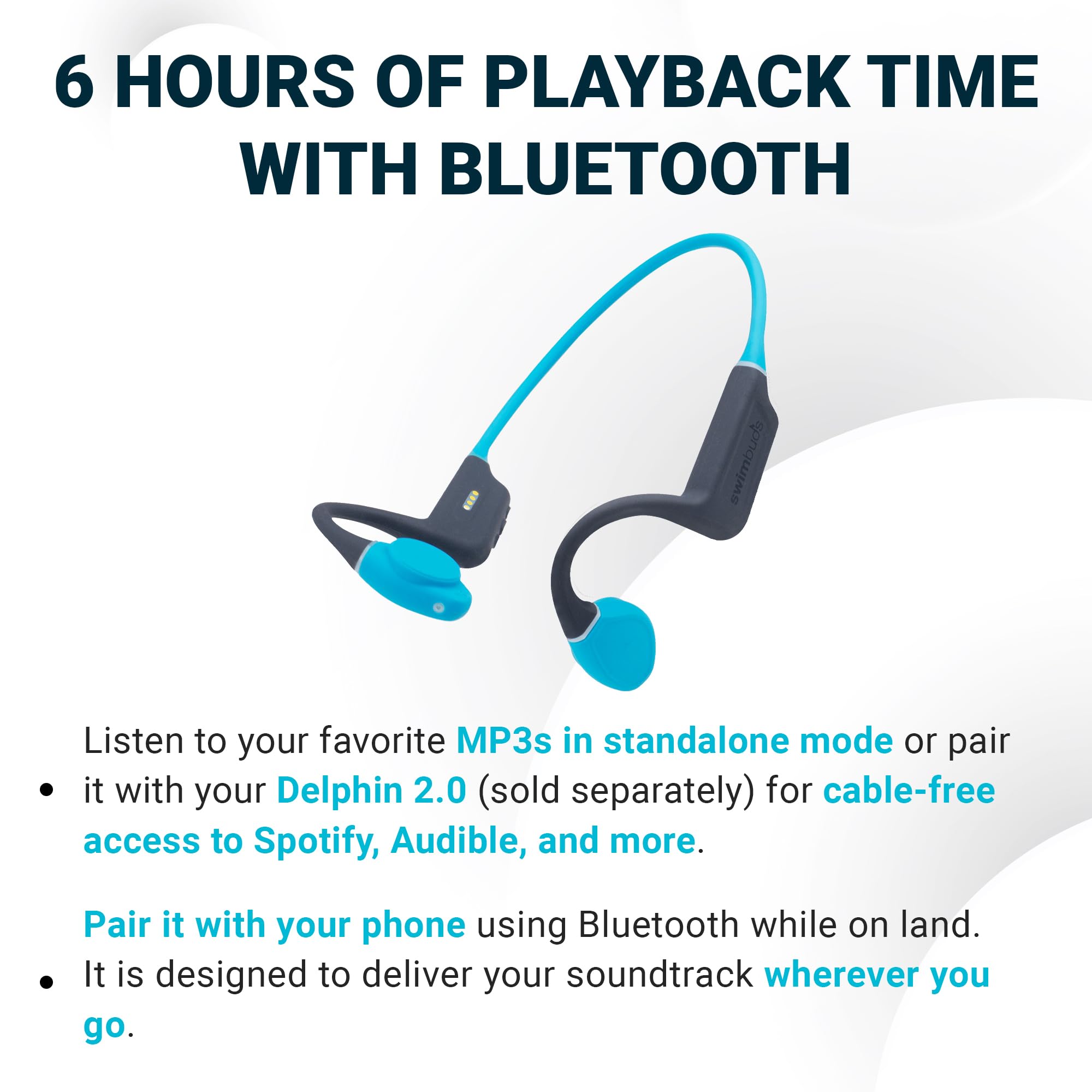 Swimbuds Bone Conduction 2 - 100% Waterproof Headphones for Swimming with 16GB Storage | Bluetooth & No Mic Design | Perfect for Pool Workouts & Open Water Swimming