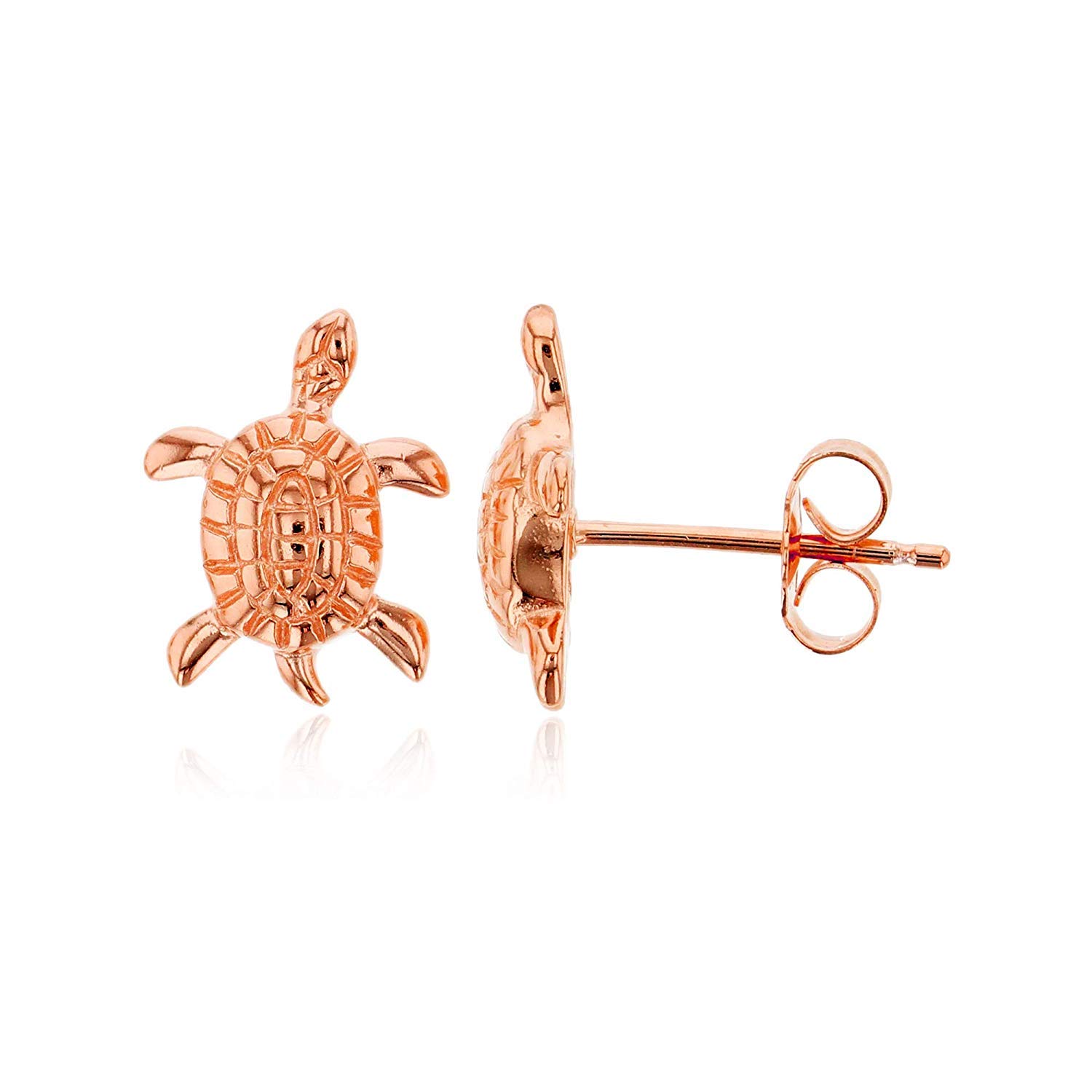 925 Sterling Silver Sea Turtle Stud Earrings for Women & Girls | 12.5mm Gold Plated Hypoallergenic Jewelry | Perfect Gift for Beach Lovers & Everyday Wear