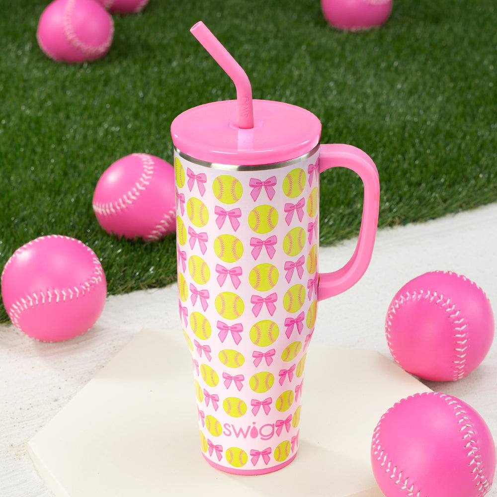 40oz Pitch Hit Run Mega Mug - Large Insulated Tumbler for Baseball Fans, Coffee & Cold Drinks - Perfect for Games, Tailgating & Outdoor Activities