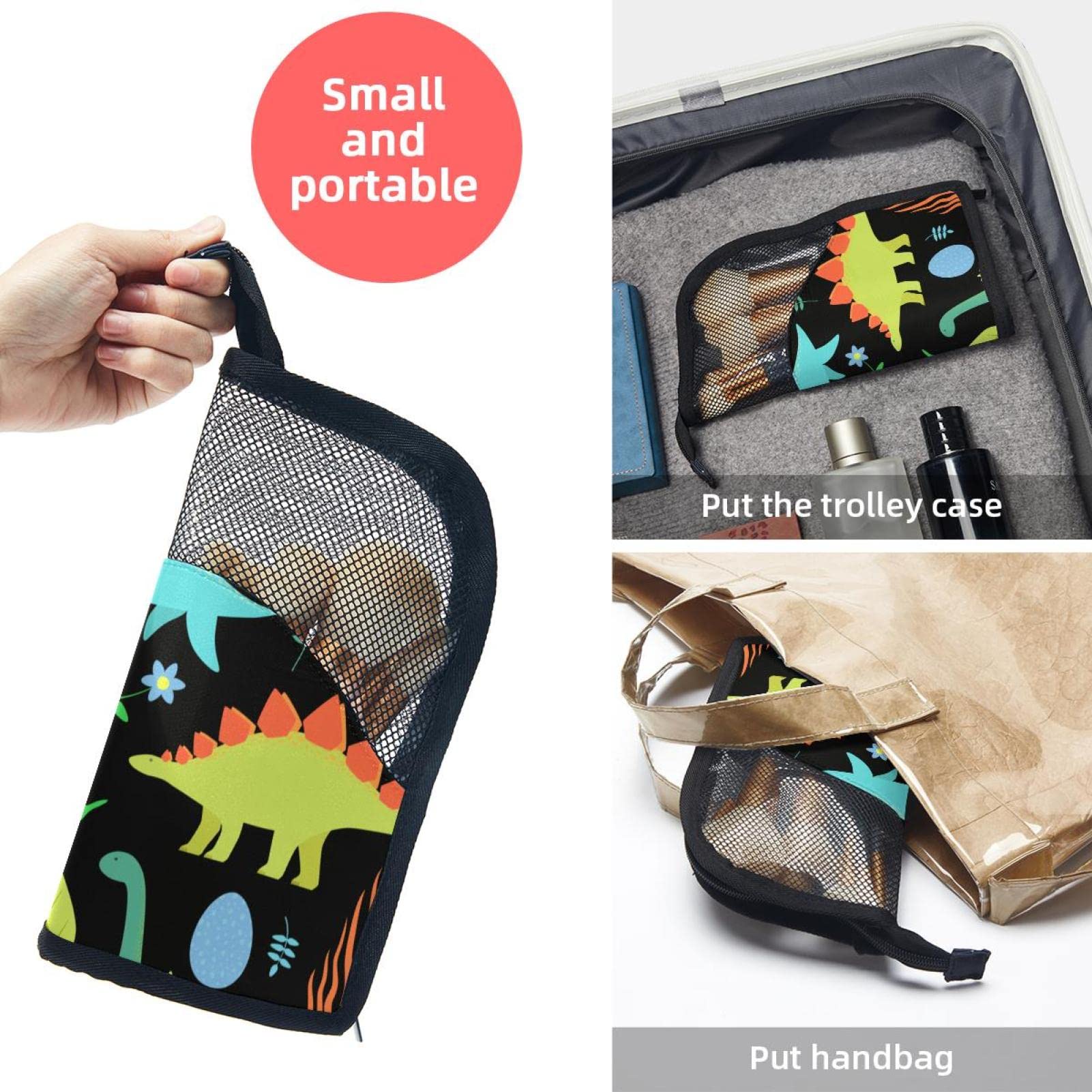 12 Pcs Makeup Brush Organizer Bag with Plant Cartoon Jungle Dinosaur Print - Portable Travel Makeup Brush Holder Case for Professional Makeup Artists & Beauty Enthusiasts - Perfect for Home, Travel & Salon Use