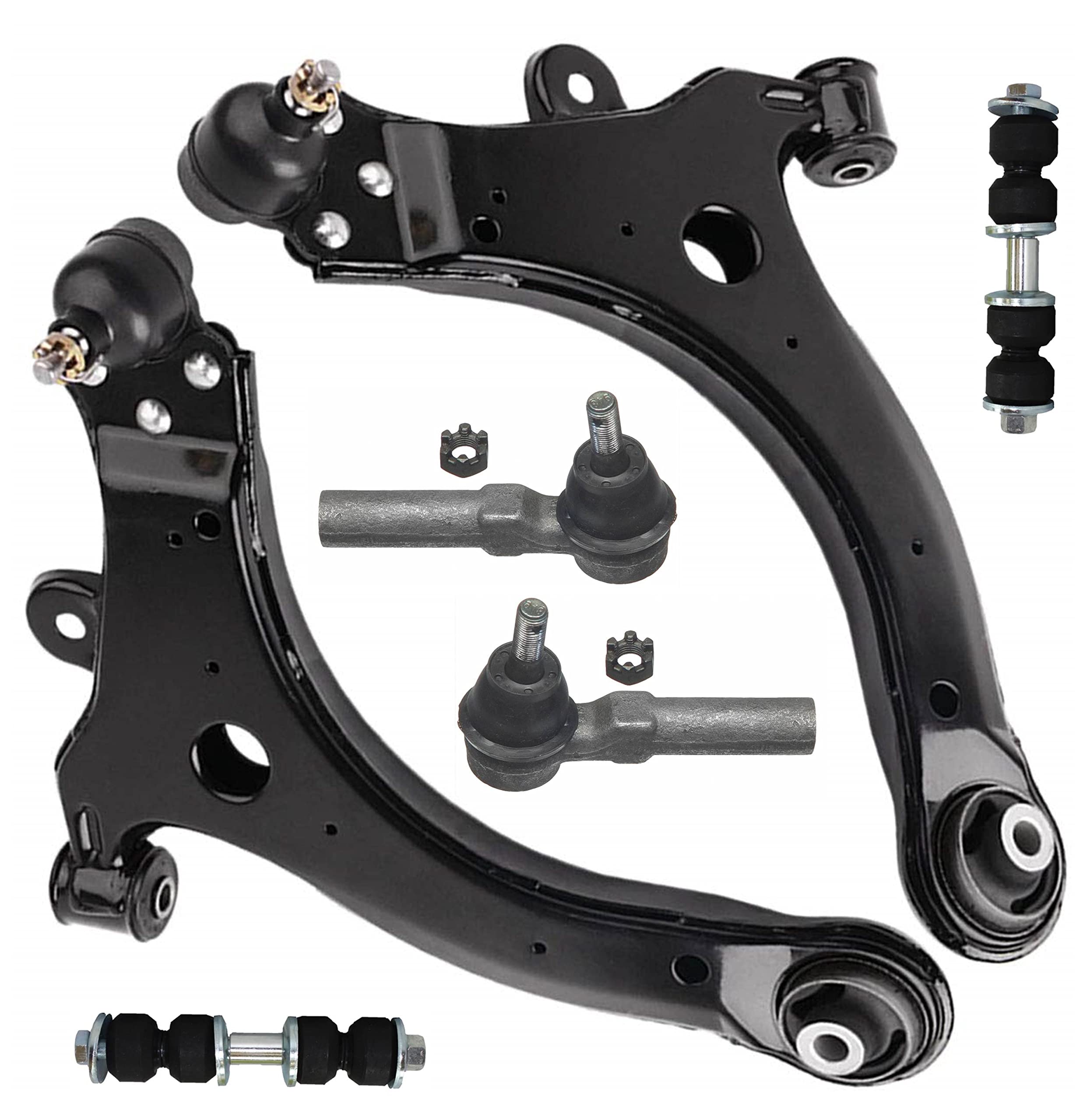 6-Piece Suspension Control Arm Kit for Buick Century 1997-2005 | Chevrolet Impala 2000-2011 | Oldsmobile Intrigue 1998-2002 - Includes Ball Joints, Outer Tie Rod Ends & Sway Bar Links - Perfect for Smooth Ride & Vehicle Stability
