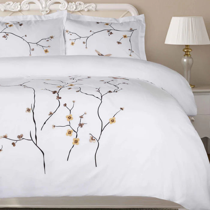 Blossom Cotton Floral Duvet Cover Set - Queen Size 3-Piece Bedding Set with Pillowcases - Soft Breathable Comforter Cover for Spring & Summer - Perfect for Master Bedroom, Guest Room & Vacation Homes