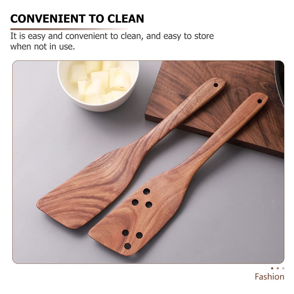 1pc Long Handle Wooden Spatula - Heat-Resistant & Anti-Scald Kitchen Utensil for Cooking, Baking & Frying - Perfect for Non-Stick Pans, Stirring Sauces & Flipping Pancakes