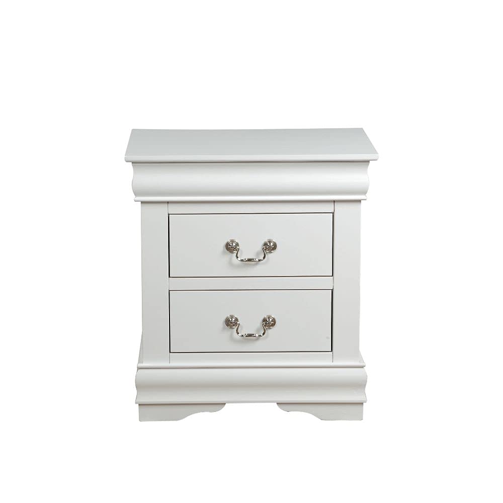 Goujxcy White Nightstand with 2 Drawers - Compact Bedside Table, Small Dresser for Bedroom, Living Room End Table - Perfect for Storing Books, Lamps & Bedroom Essentials