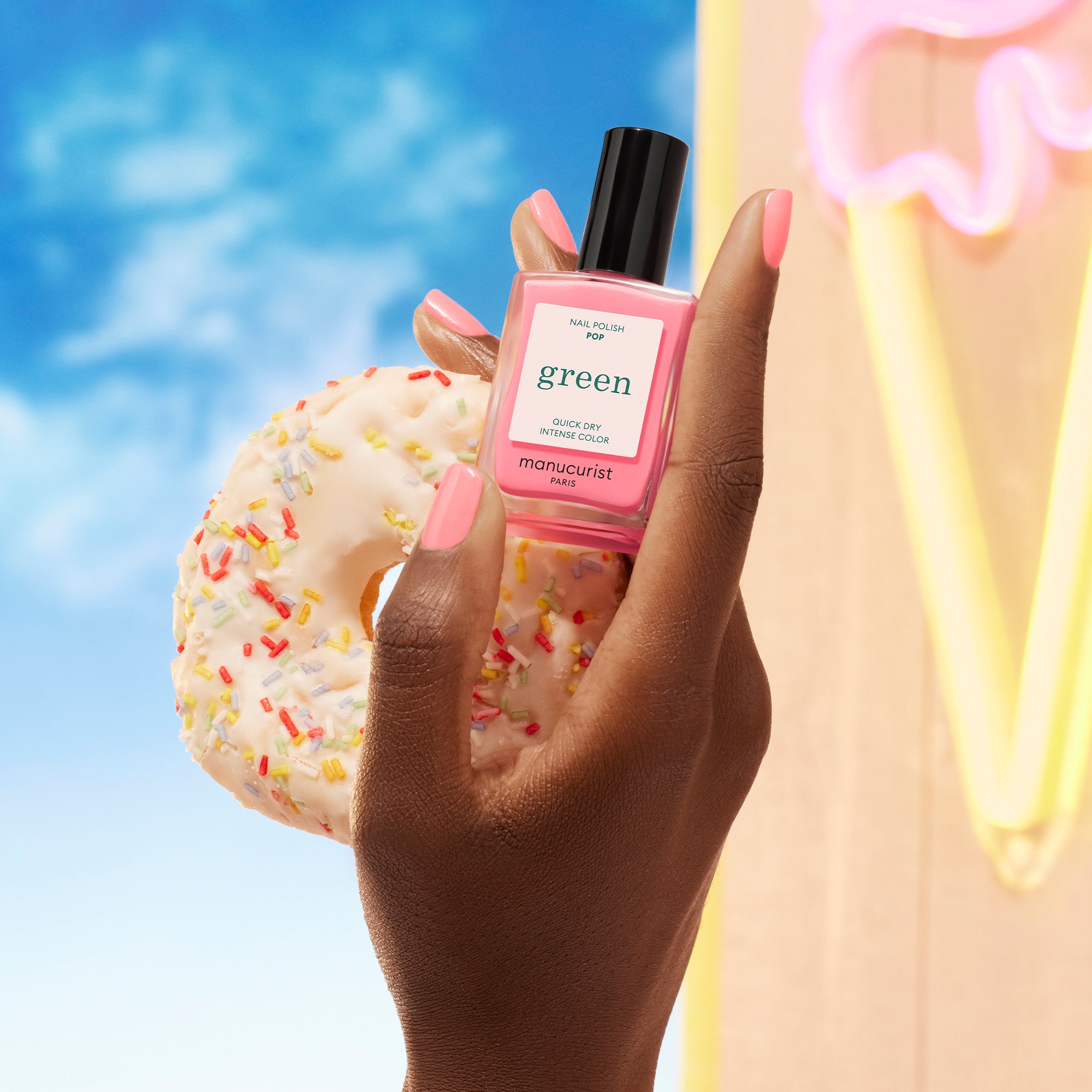 Manucurist Green Pop Nail Polish - Vegan, Non-Toxic & Long-Lasting Formula for Healthy Nails | Perfect for At-Home Manicures, Salon Treatments & Special Occasions