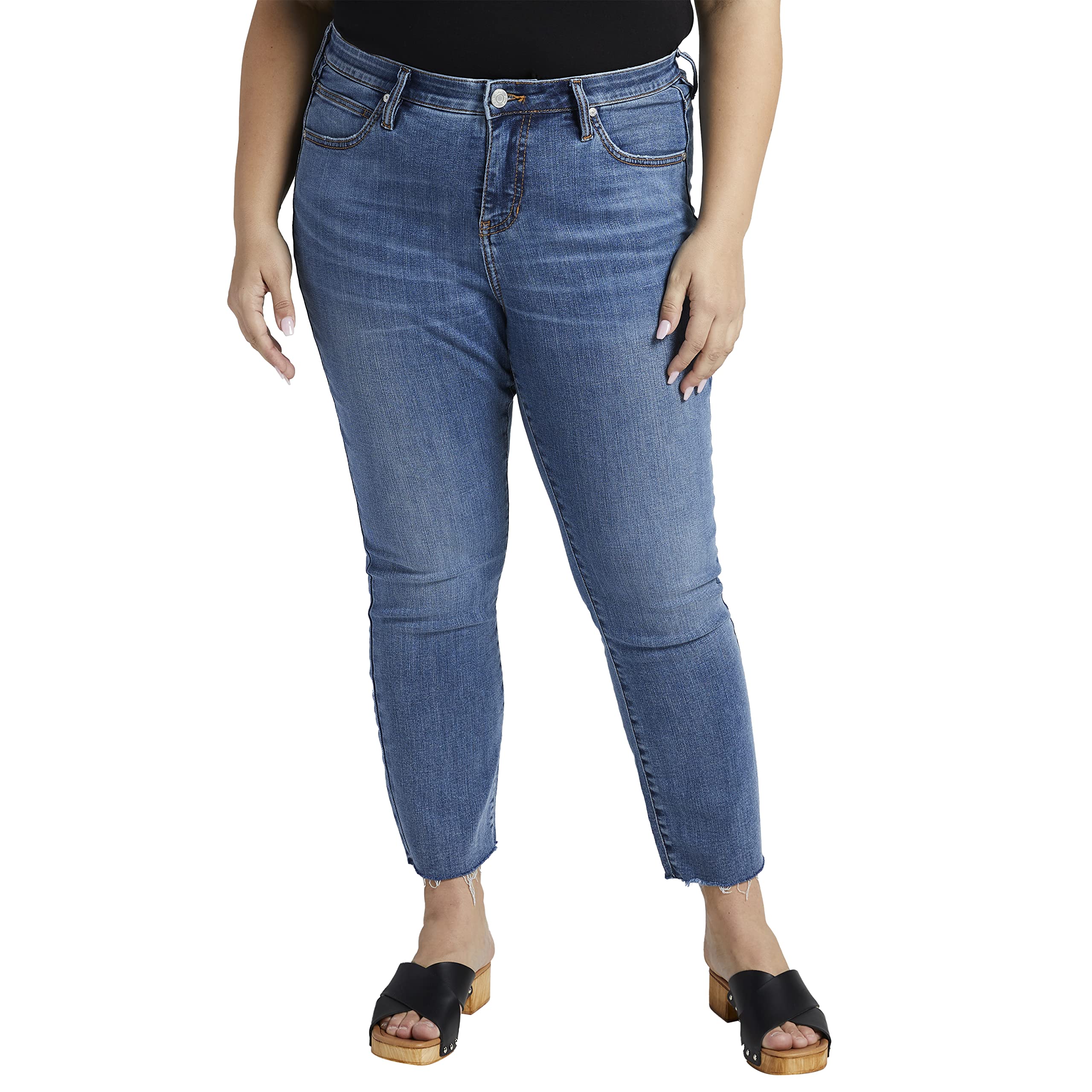 Jag Jeans Women's Plus Size Ruby Mid Rise Straight Crop Jeans - Comfortable Stretch Denim Pants for Casual Wear & Everyday Outfits
