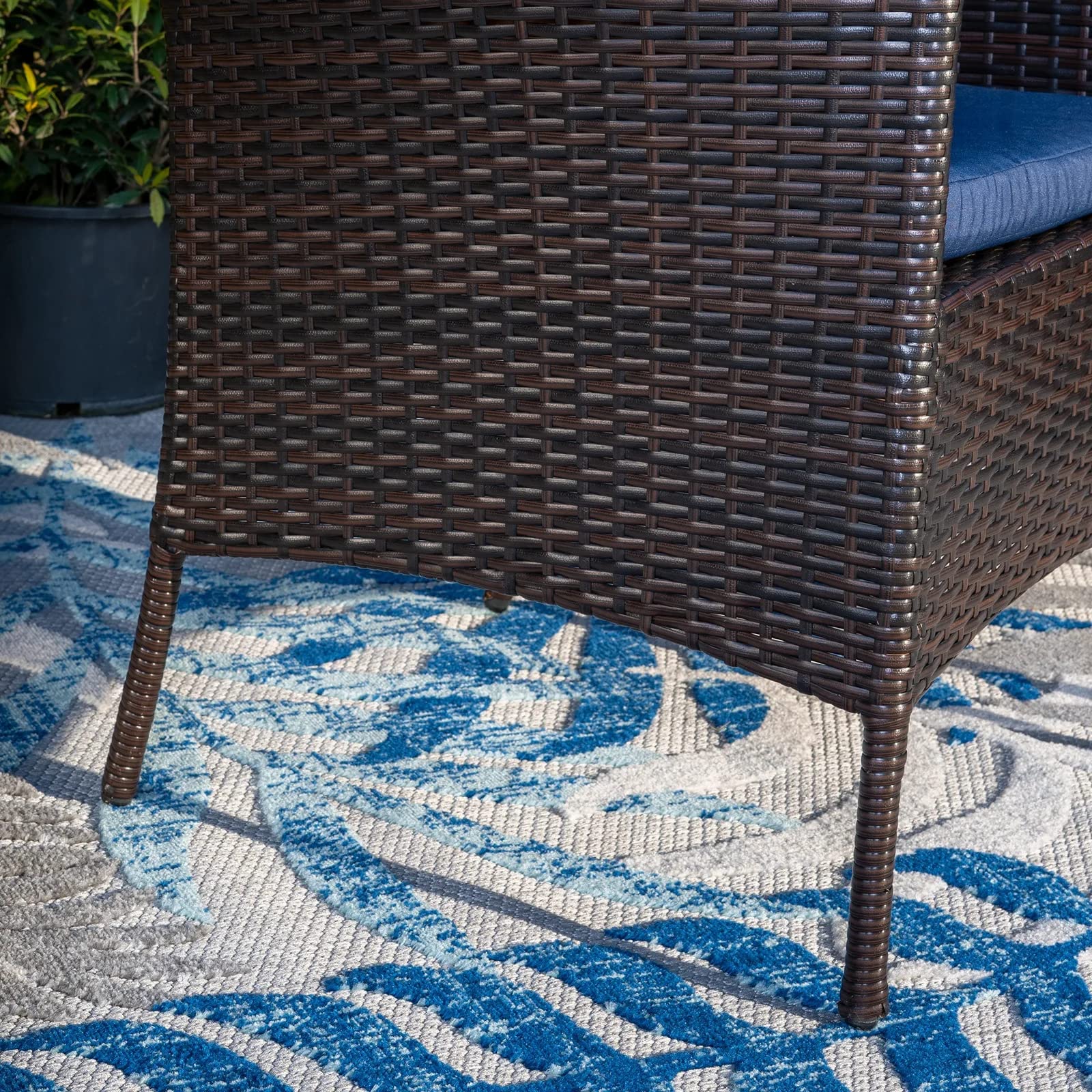 PHI VILLA 2-Piece Patio Furniture Set - Modern Outdoor Wicker Chairs with Removable Cushions, PE Rattan Armchairs for Deck, Porch, Balcony - Perfect for Backyard Relaxation & Garden Lounging