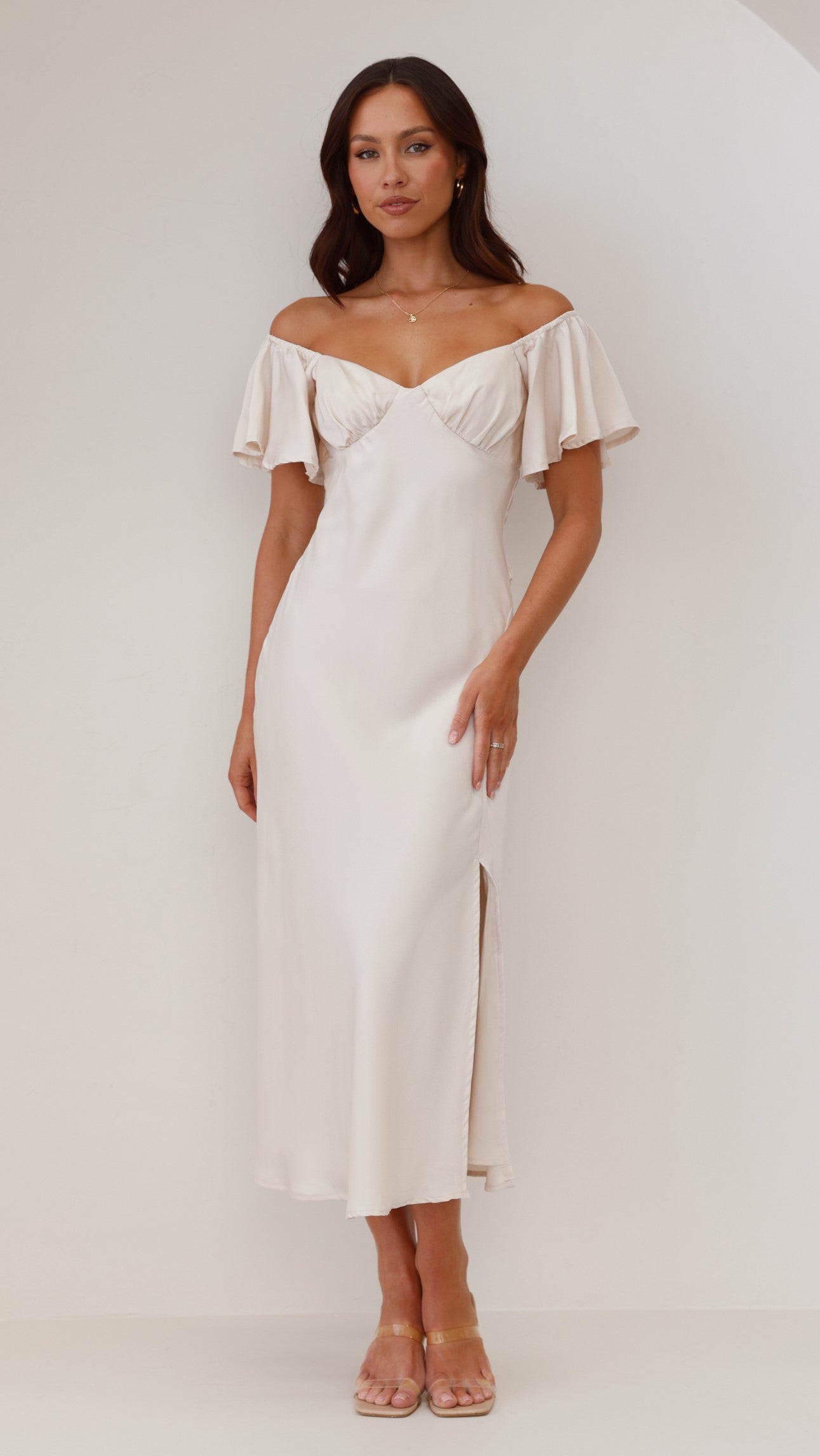 Louisa Midi Dress Ivory - Elegant Flowy Summer Dress for Women | Perfect for Beach Vacations, Weddings & Date Nights